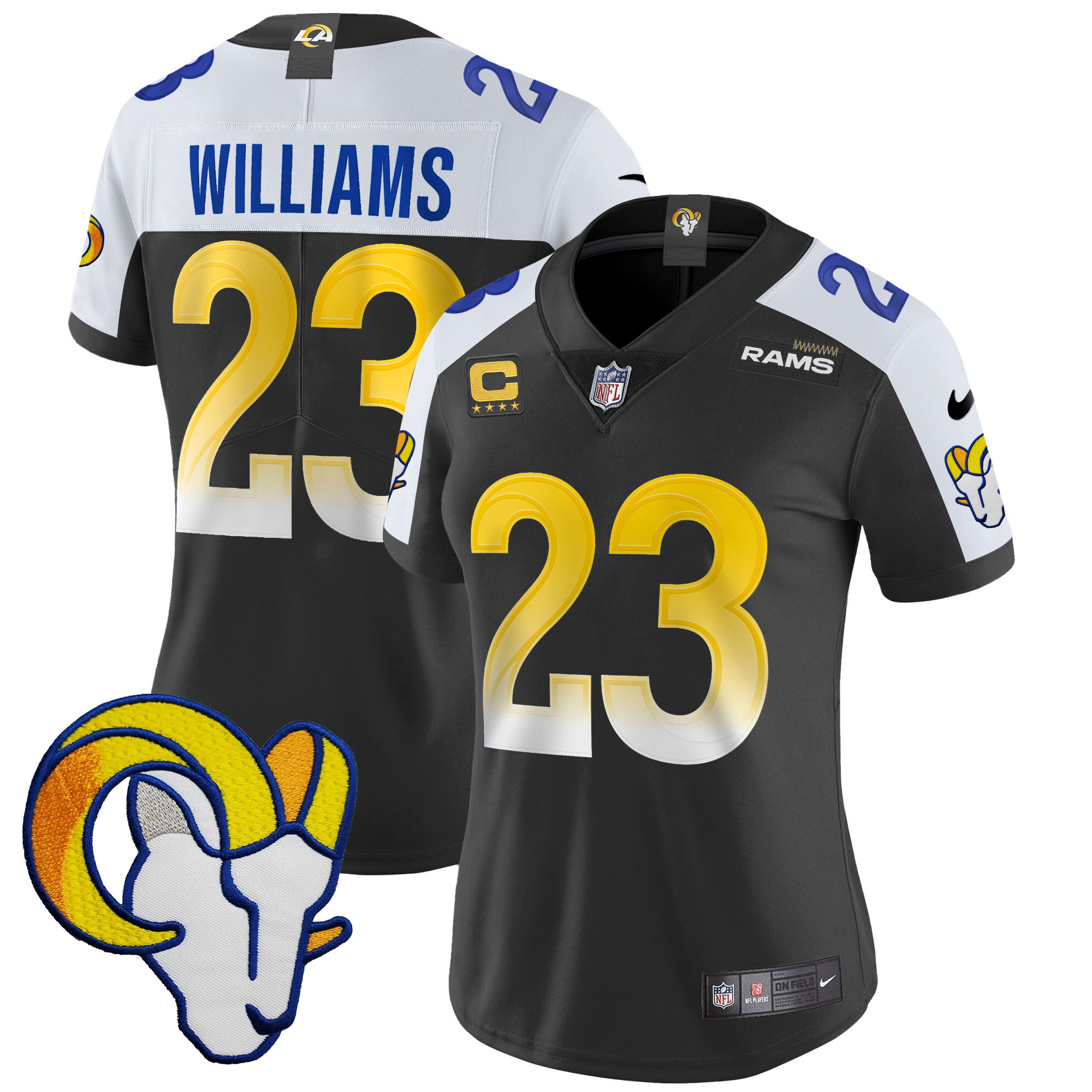 Kyren Williams Women's Los Angeles Rams Vapor Limited Black Alternate Jersey - All Stitched