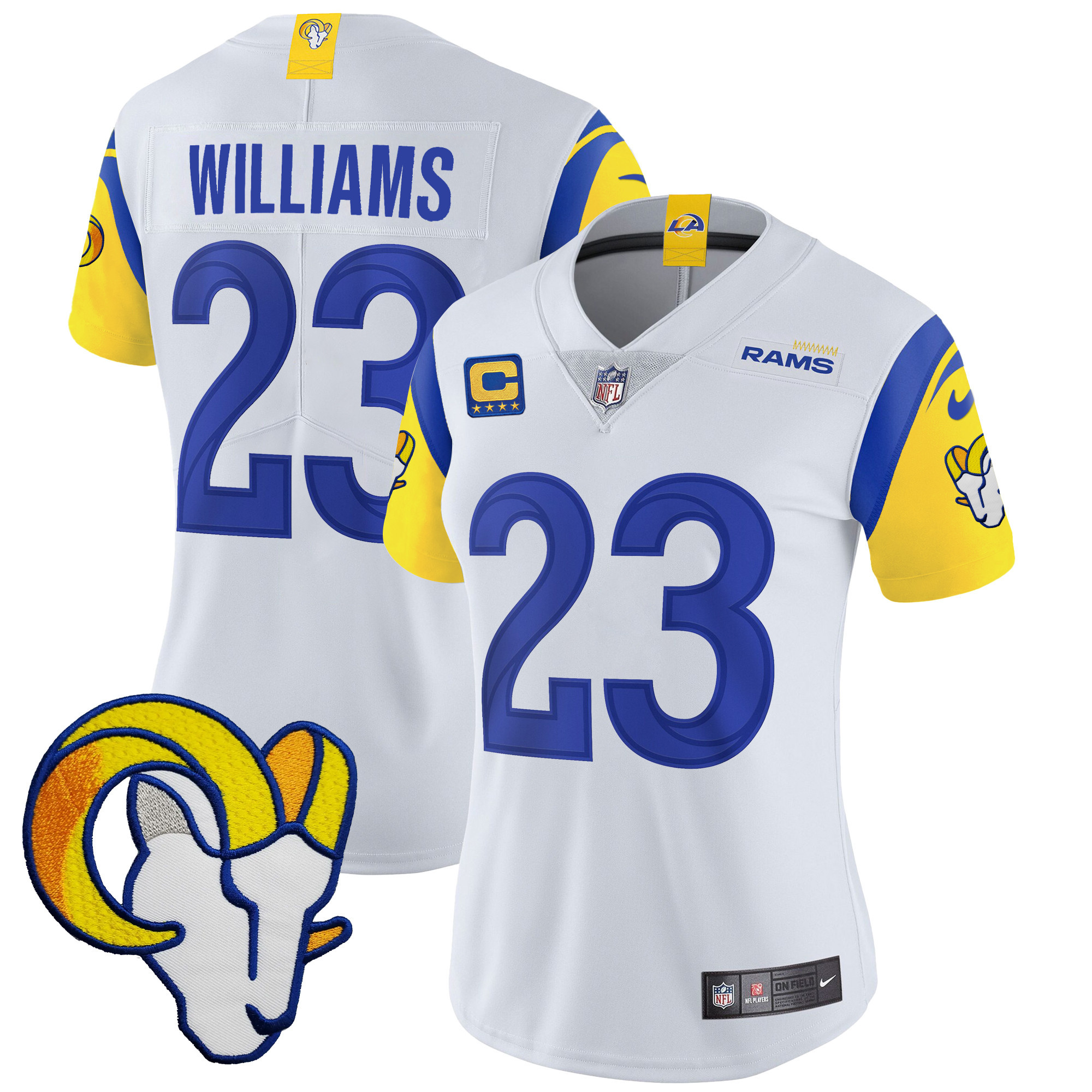 Kyren Williams Women's Los Angeles Rams Vapor Limited White Jersey - All Stitched