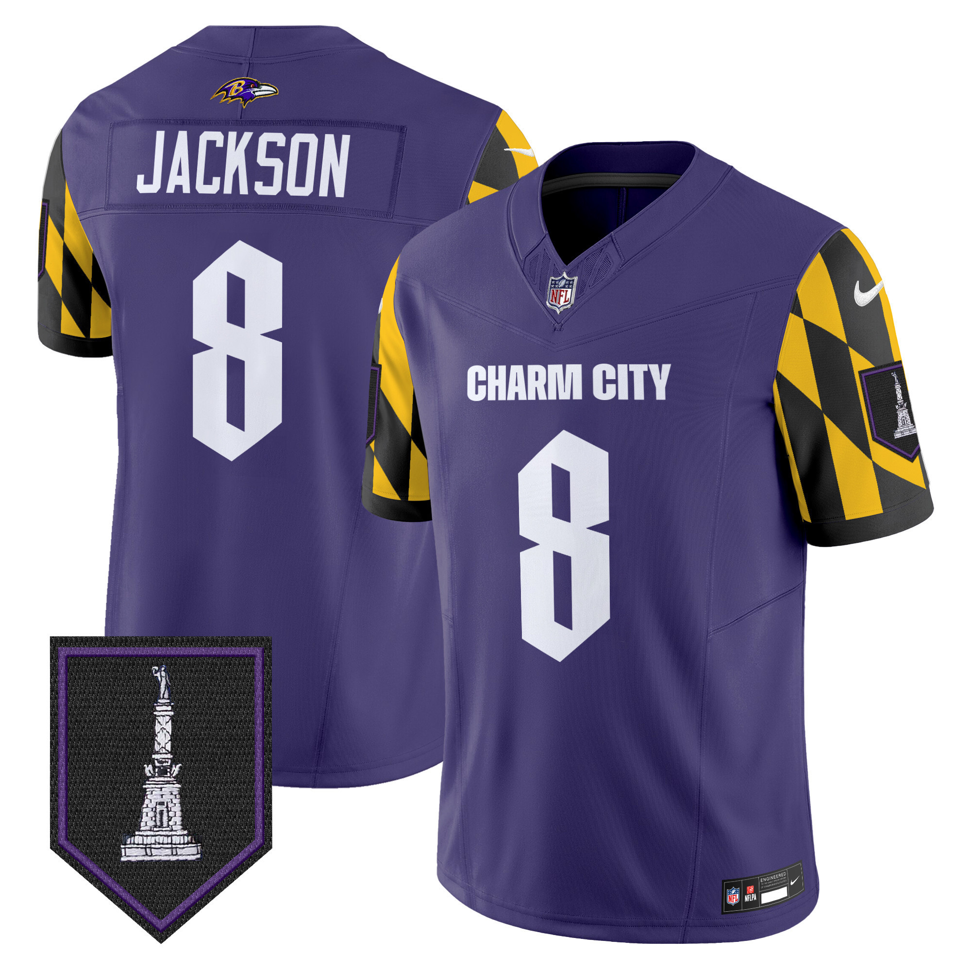 Lamar Jackson Men's Baltimore Ravens City Edition Patch Vapor Limited Purple Jersey - All Stitched
