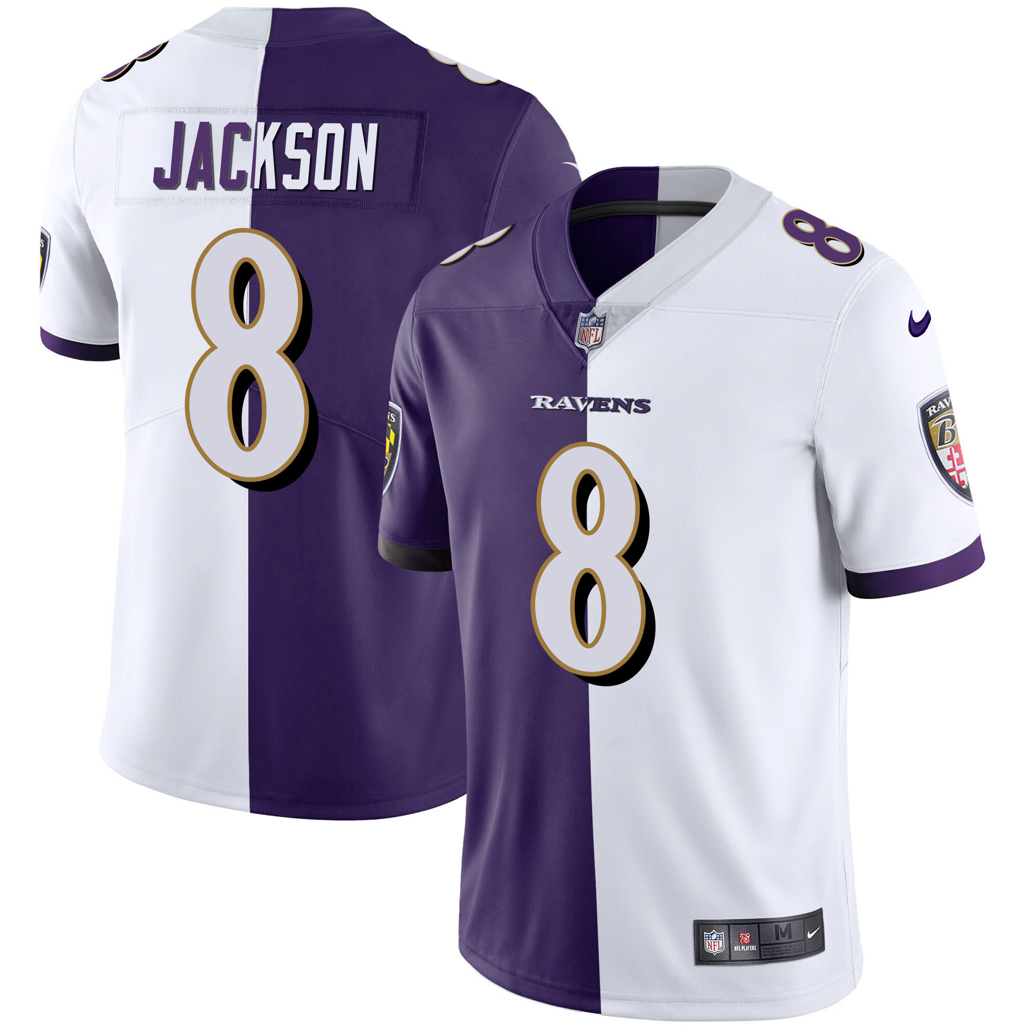 Lamar Jackson Men's Baltimore Ravens Gold Vapor Split Jersey - All Stitched