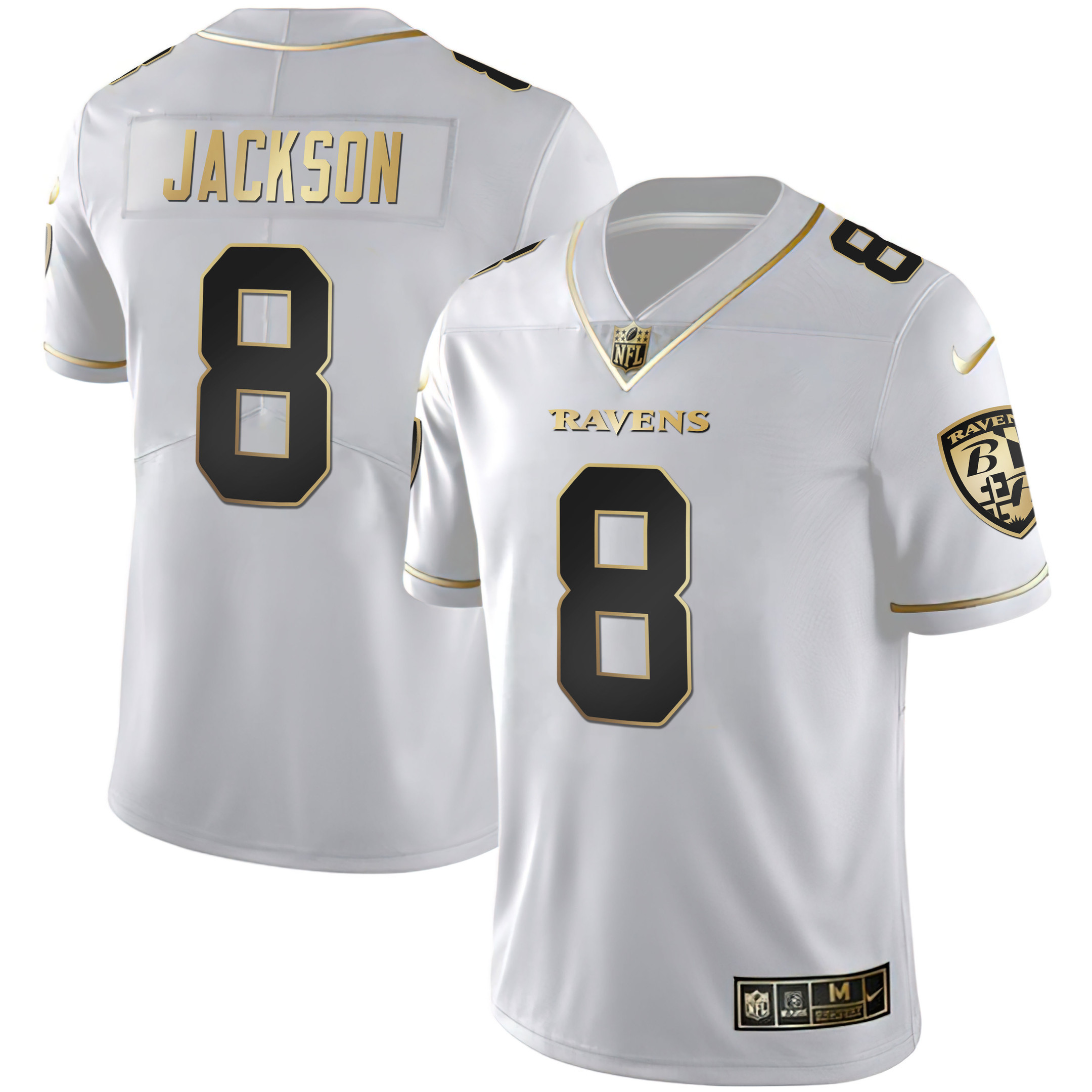 Lamar Jackson Men's Baltimore Ravens Gold Vapor White Gold Jersey - All Stitched