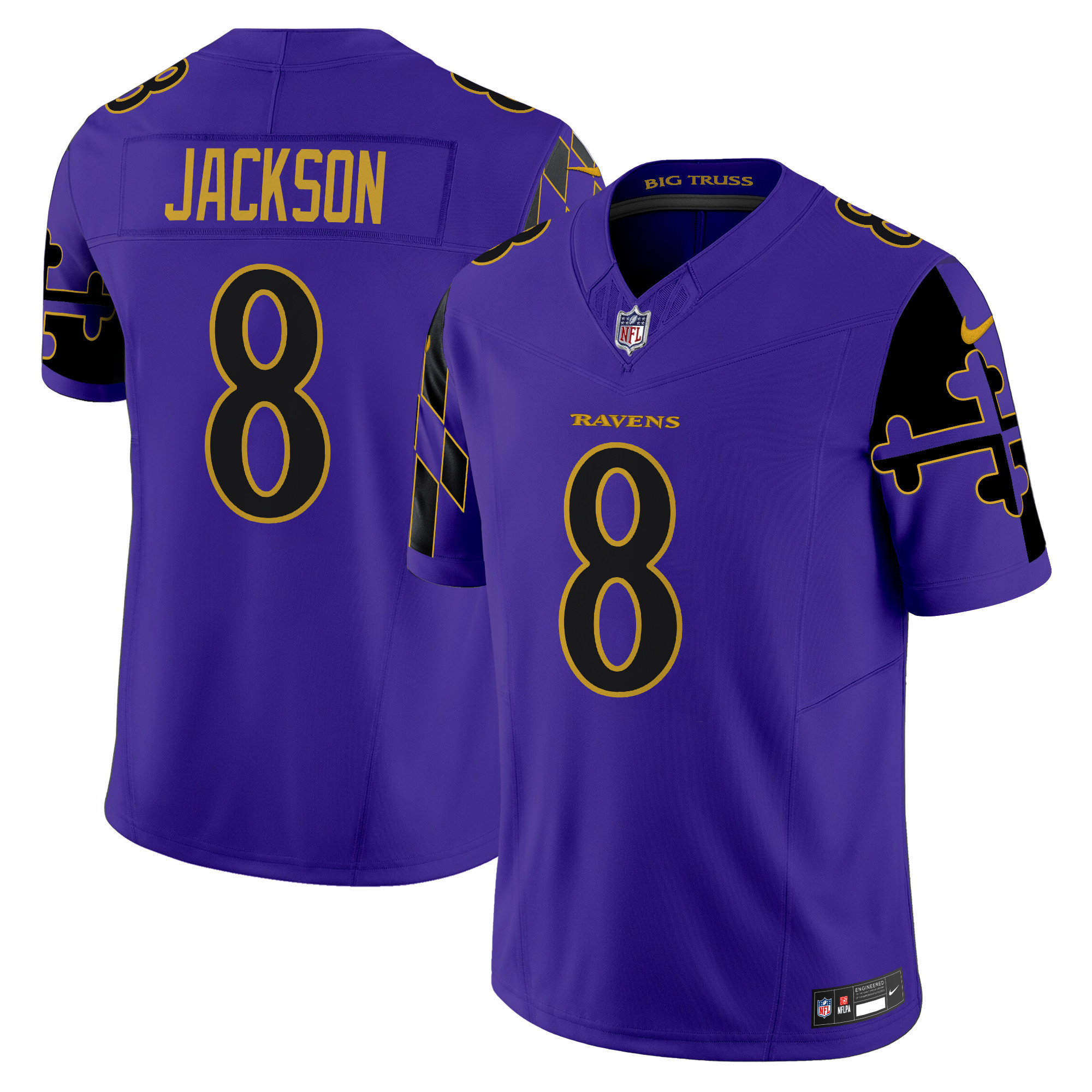 Lamar Jackson Men's Baltimore Ravens Maryland Flag Vapor Limited Purple Limited Jersey - All Stitched