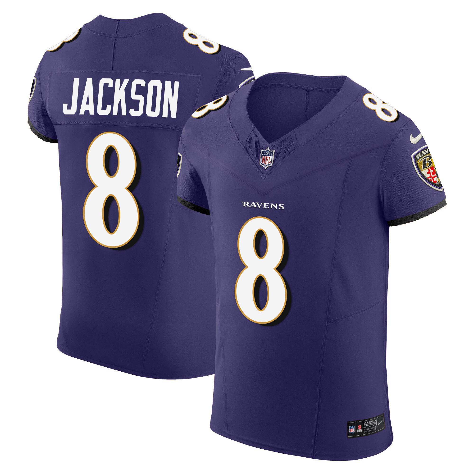 Lamar Jackson Men's Baltimore Ravens Vapor Elite Purple Jersey - All Stitched