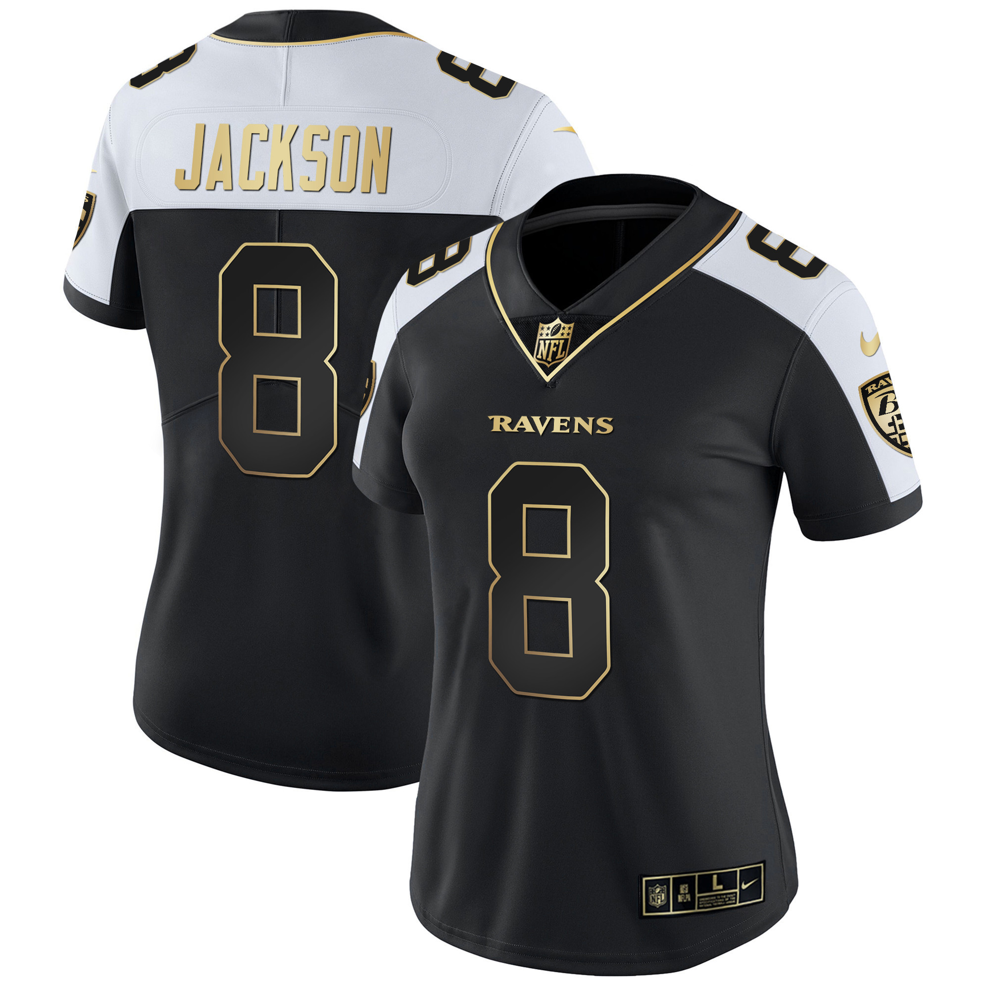 Lamar Jackson Women's Baltimore Ravens Gold Vapor Alternate Jersey - All Stitched