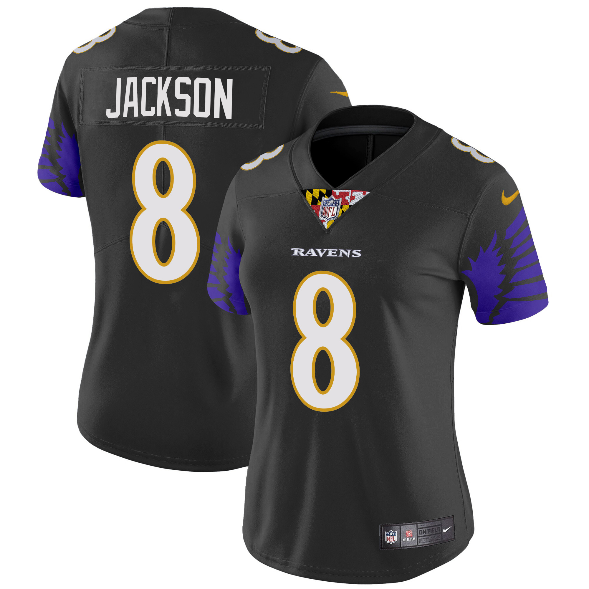 Lamar Jackson Women's Baltimore Ravens Special Vapor Limited Black Jersey - All Stitched