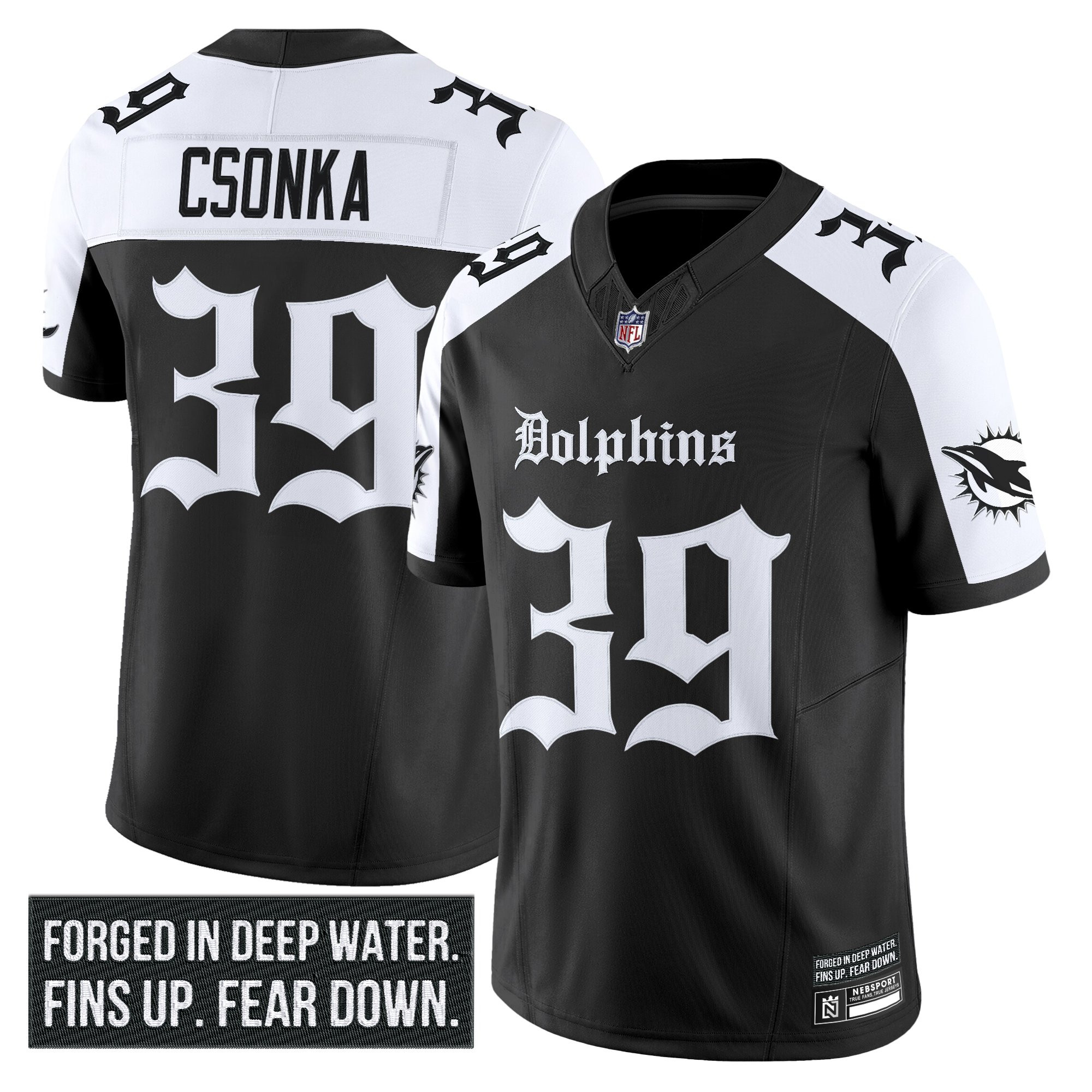 Larry Csonka Men's Miami Dolphins 'Gothic Deep Water Edition' Vapor Limited Alternate Jersey - All Stitched