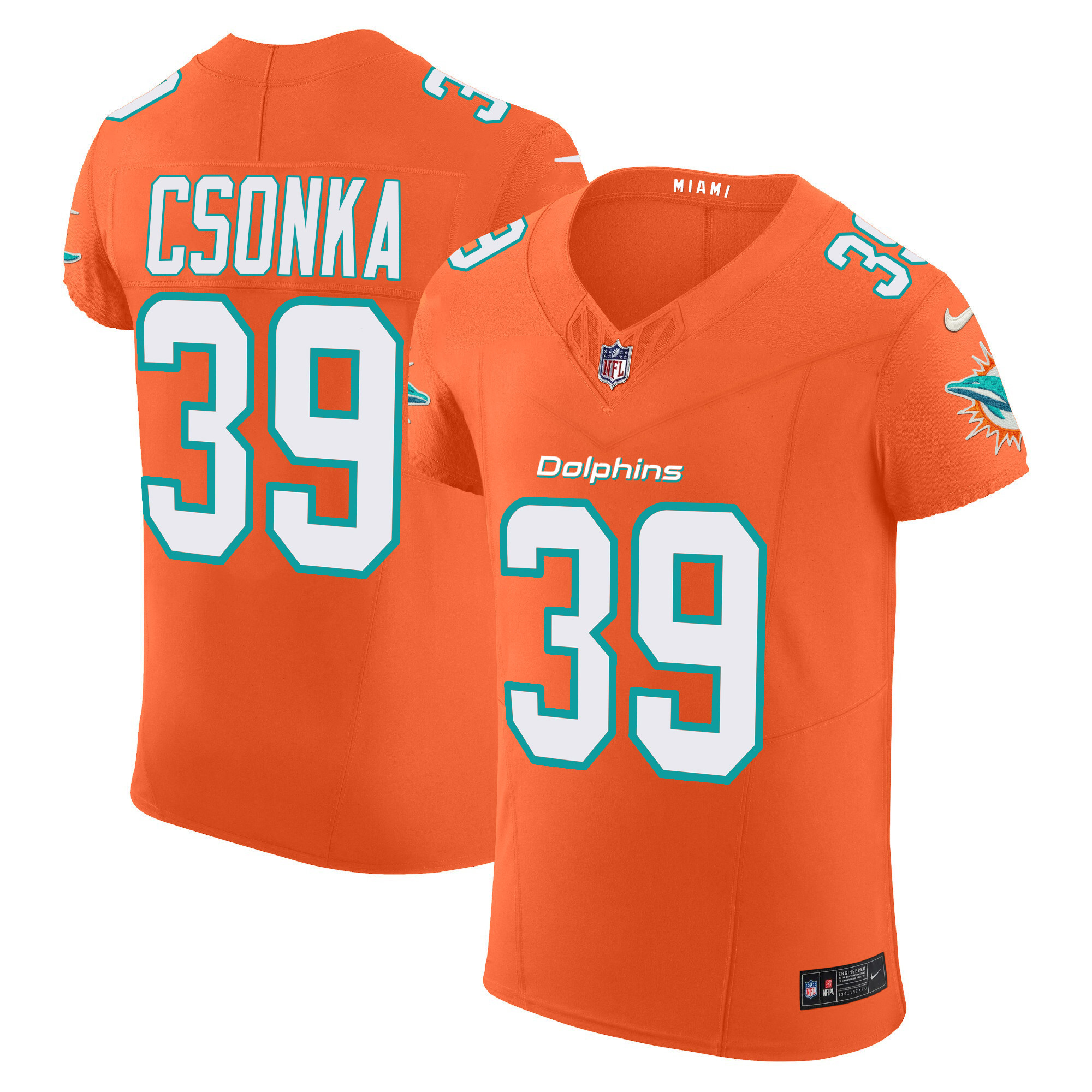 Larry Csonka Men's Miami Dolphins Vapor Elite Orange Jersey - All Stitched