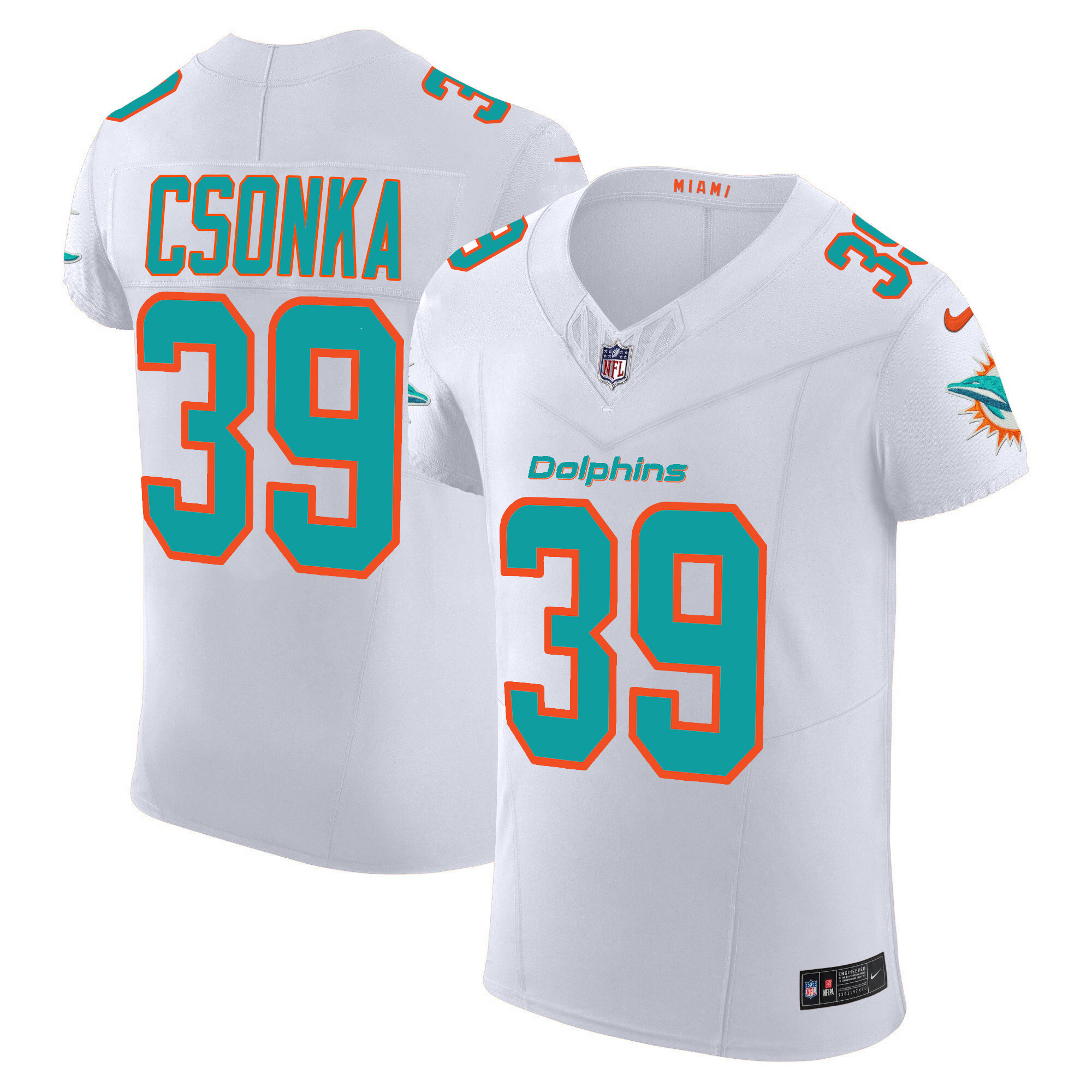 Larry Csonka Men's Miami Dolphins Vapor Elite White Jersey - All Stitched