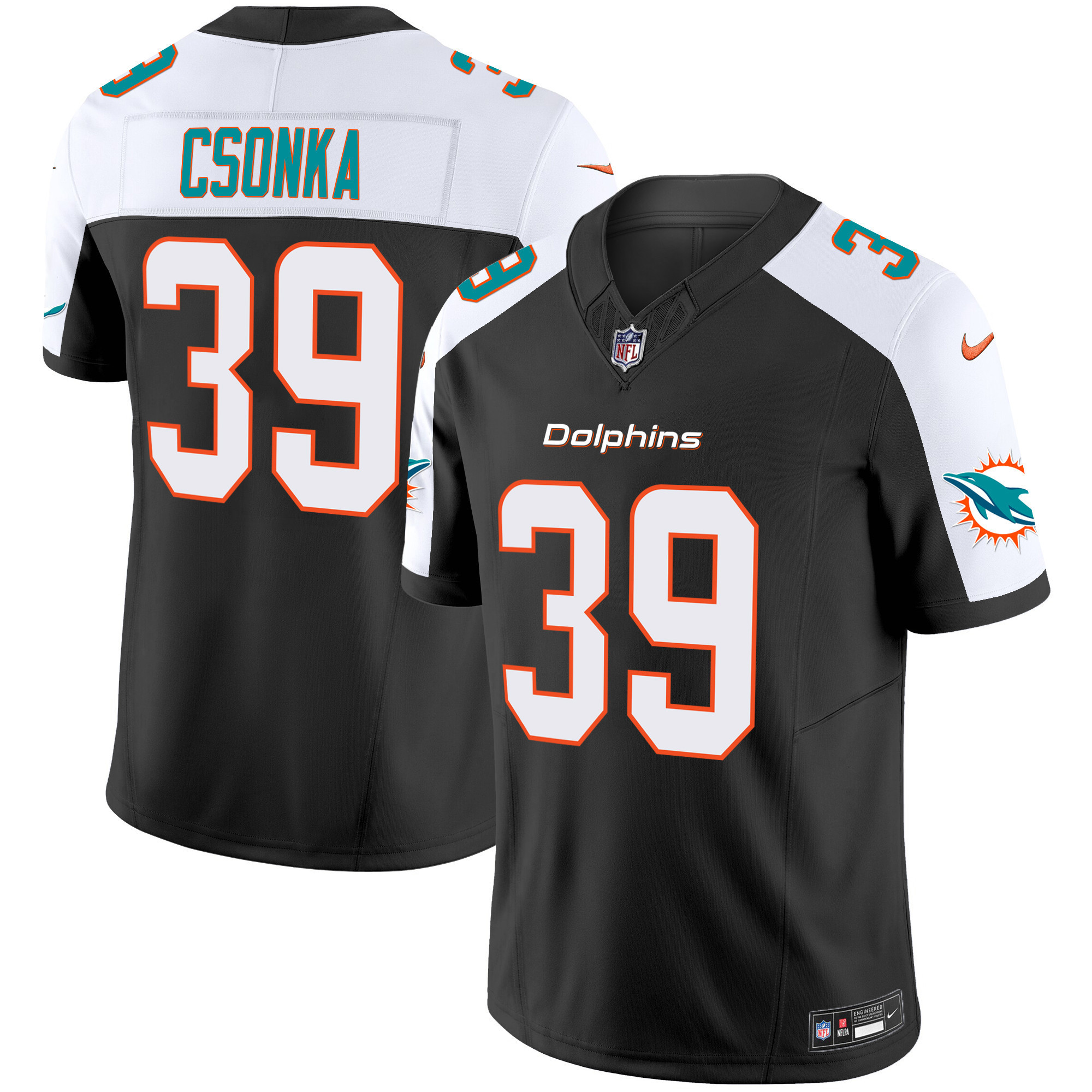 Larry Csonka Men's Miami Dolphins Vapor Limited Black Alternate Jersey - All Stitched