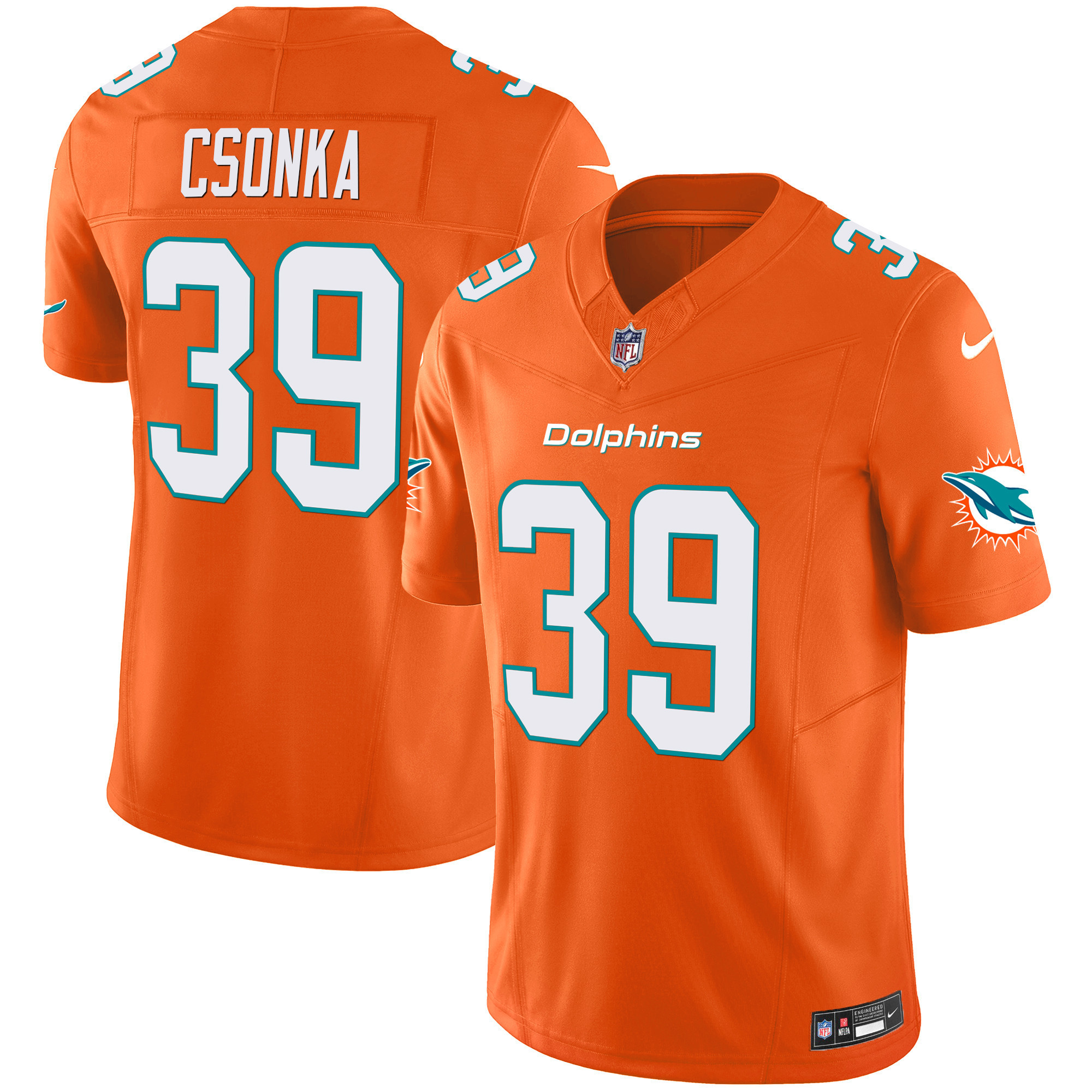 Larry Csonka Men's Miami Dolphins Vapor Limited Orange Jersey - All Stitched