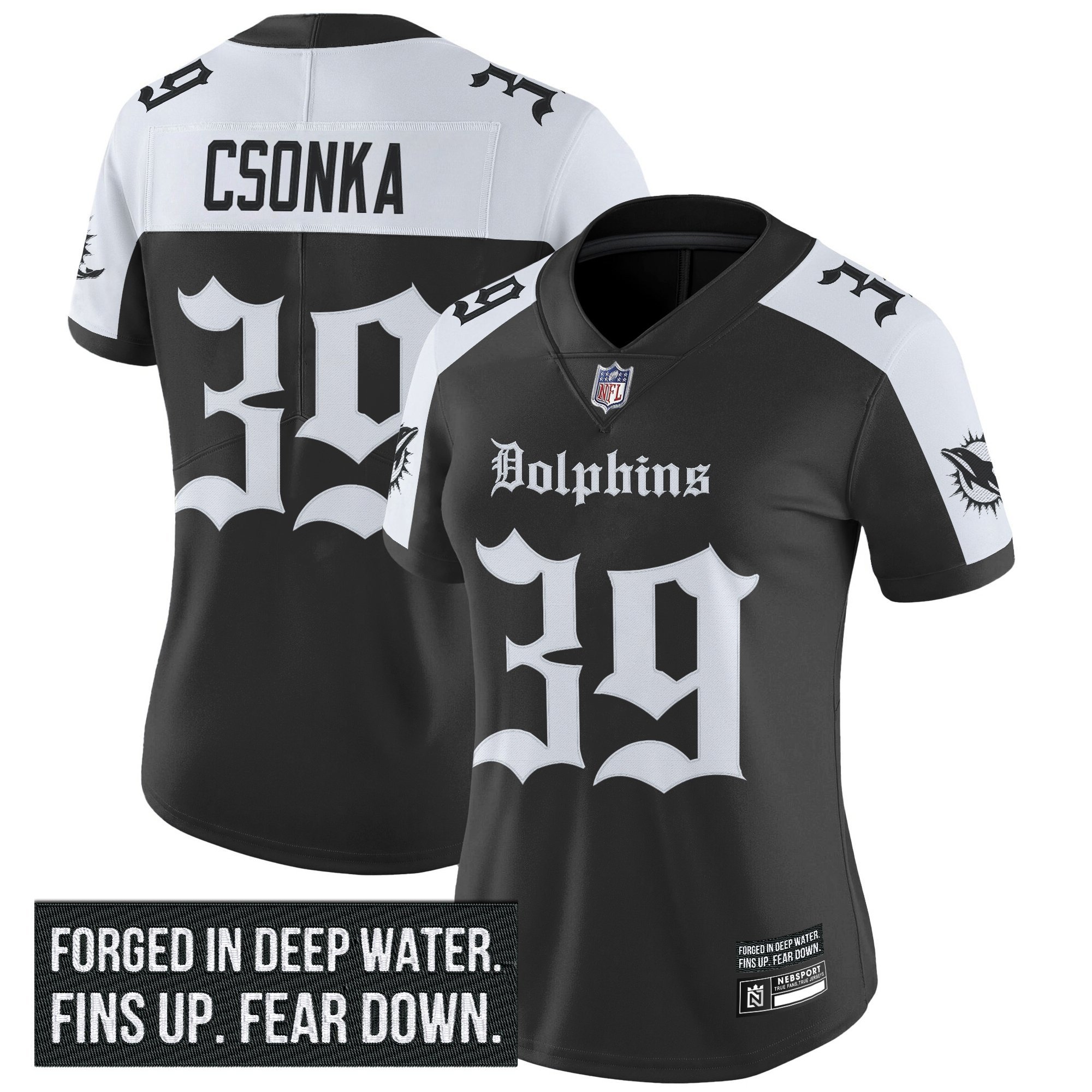 Larry Csonka Women's Miami Dolphins 'Gothic Deep Water Edition' Vapor Limited Alternate Jersey - All Stitched