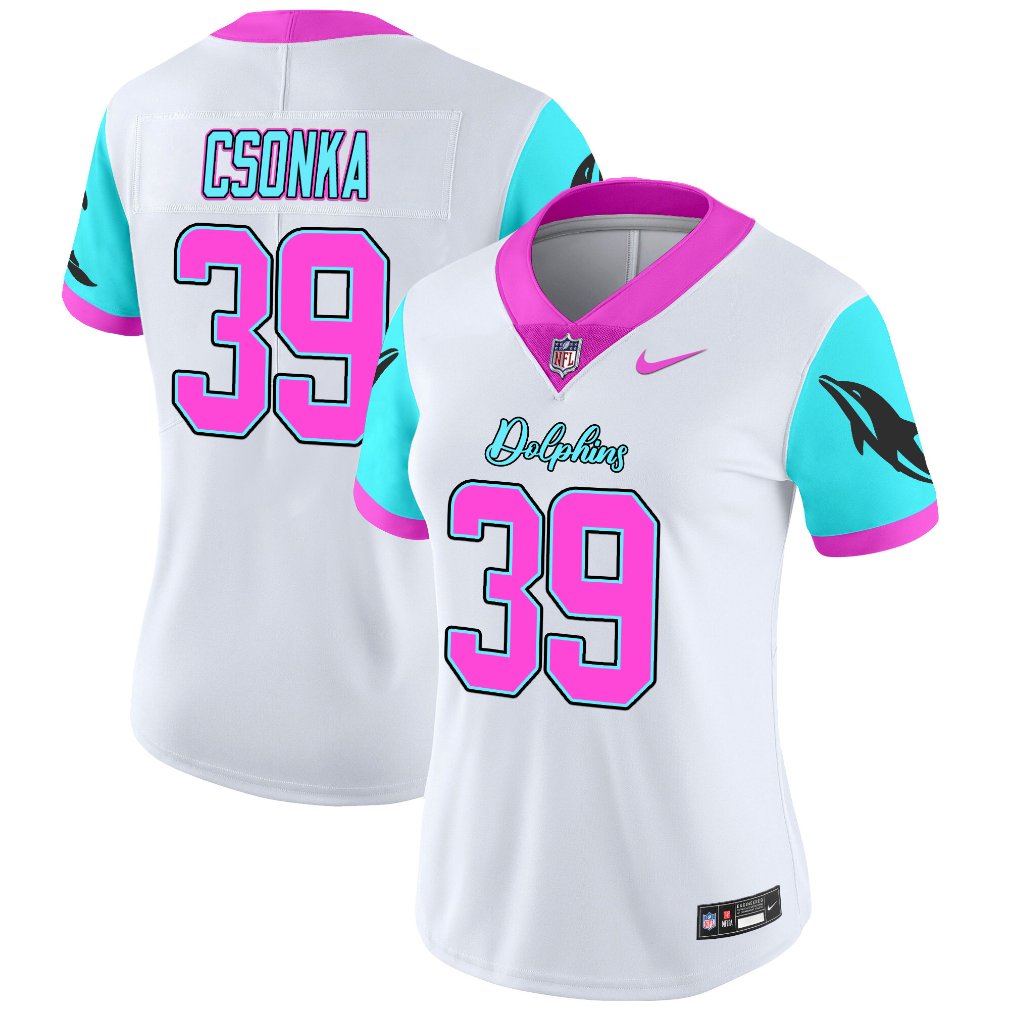 Larry Csonka Women's Miami Dolphins Miami Vice Vapor Limited White Jersey - All Stitched
