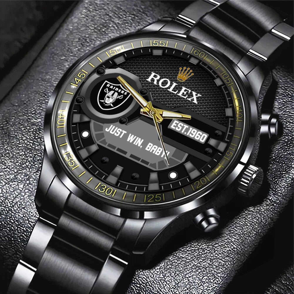Las Vegas Raiders Rolex Black Stainless Steel Watch
