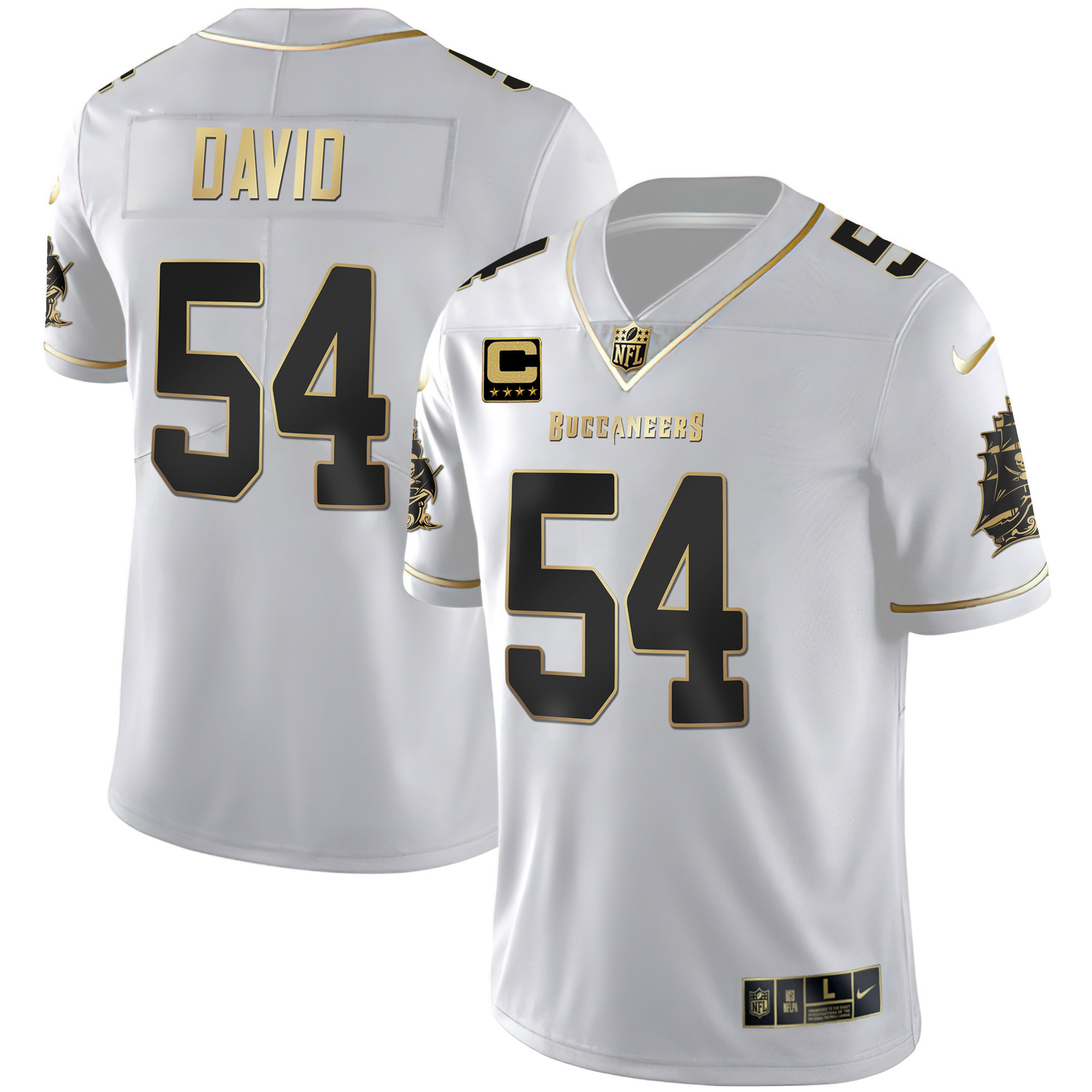 Lavonte David Men's Tampa Bay Buccaneers Gold Vapor White Gold Jersey - All Stitched