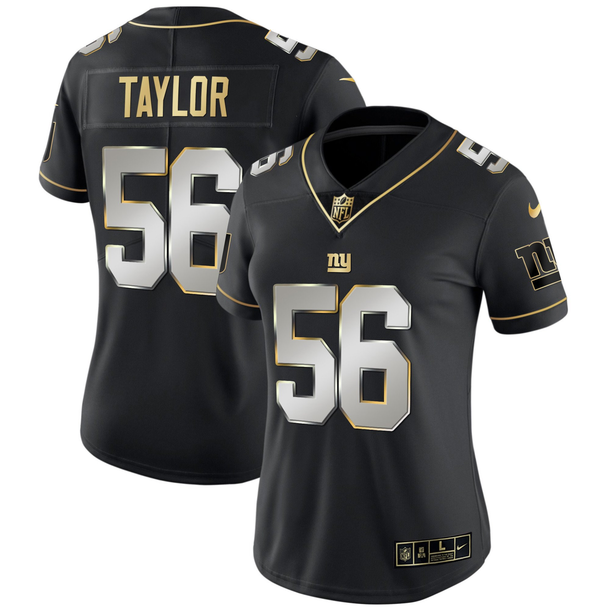 Lawrence Taylor Women's New York Giants Vapor Gold Black Limited Jersey - All Stitched