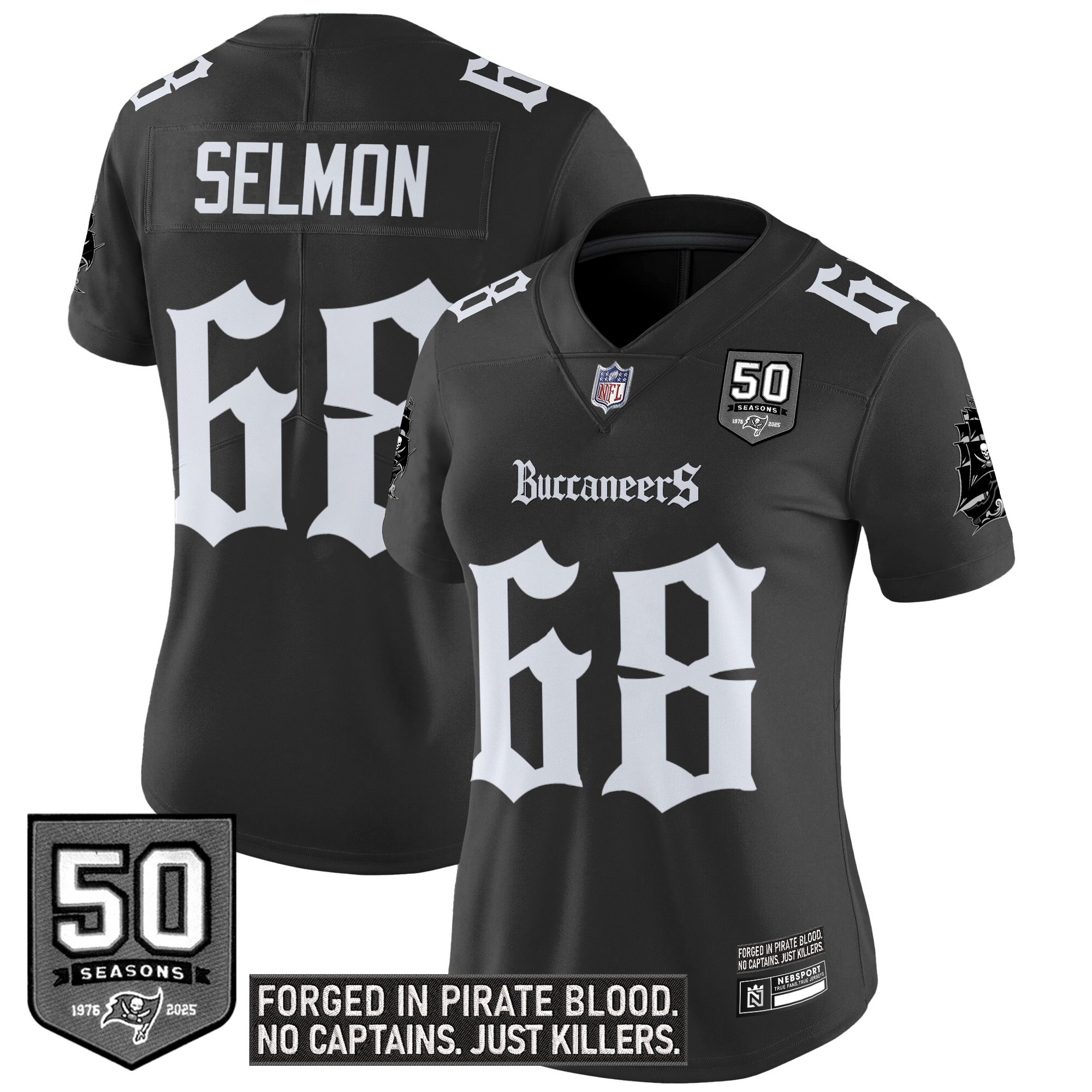 Lee Roy Selmon Women's Tampa Bay Buccaneers 'Gothic Pirate Shadows Edition' Vapor Limited Black Jersey - All Stitched