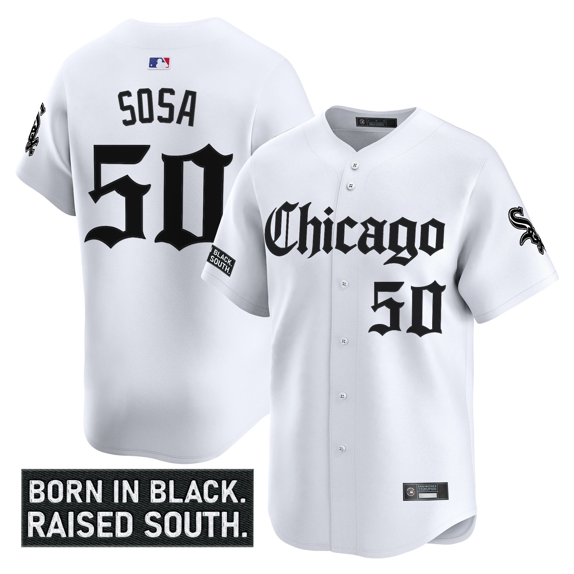 Lenyn Sosa Men's Chicago White Sox 'Gothic South Side Edition' Vapor Premier Limited White Jersey - All Stitched