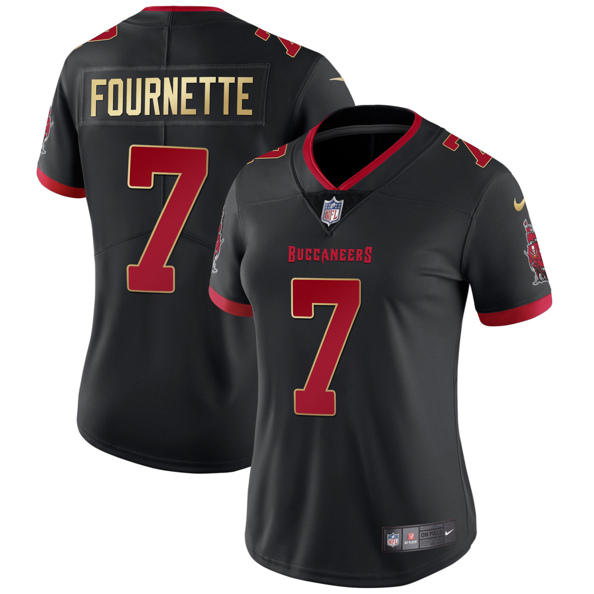 Leonard Fournette Women's Tampa Bay Buccaneers Vapor Gold Black Red Jersey - All Stitched