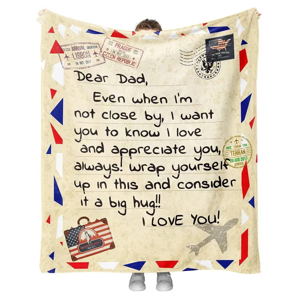 Letter To Dad From Daughter Son Fleece Quilt Blanket Best Birthday Gifts For Dad - TopBestClothing