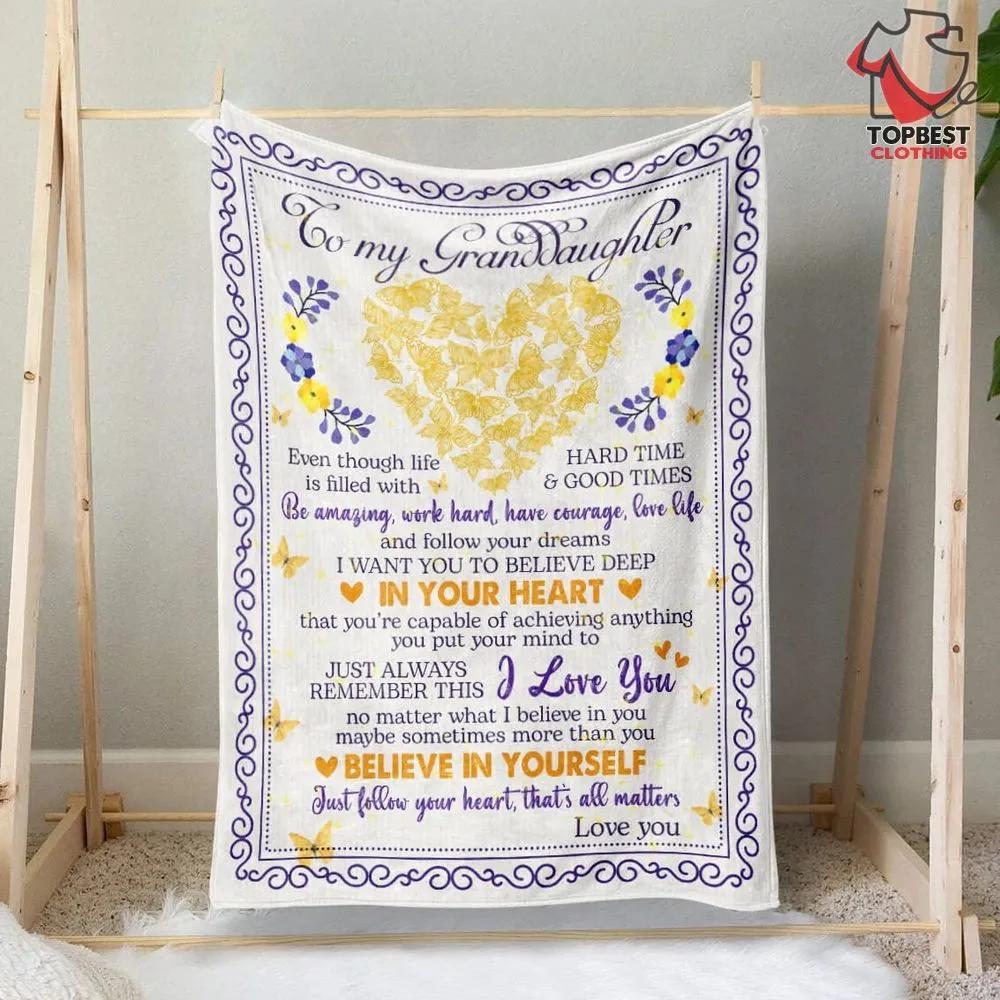 Life Is Filled With Hard And Good Time Fleece Quilt Blanket Happy Birthday To My Beautiful Granddaughter - TopBestClothing