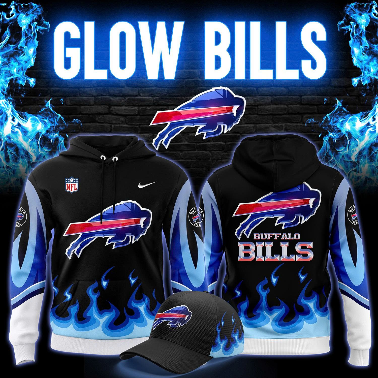 Limited Edition Buffalo Bills 'Glow Bills' 2025 Fan Fleece Hoodie
