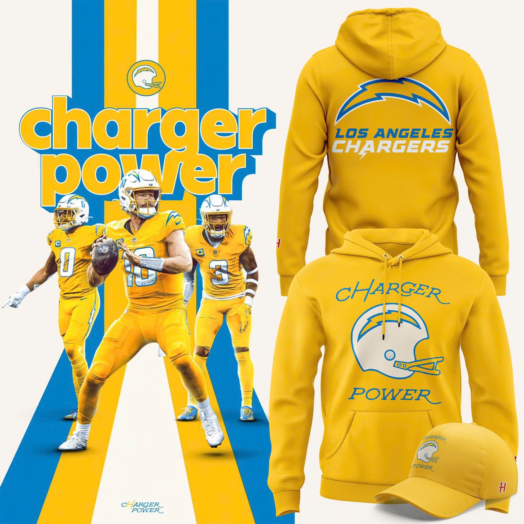 Los Angeles Chargers Yellow Graphic Fan Power Pullover Hoodie