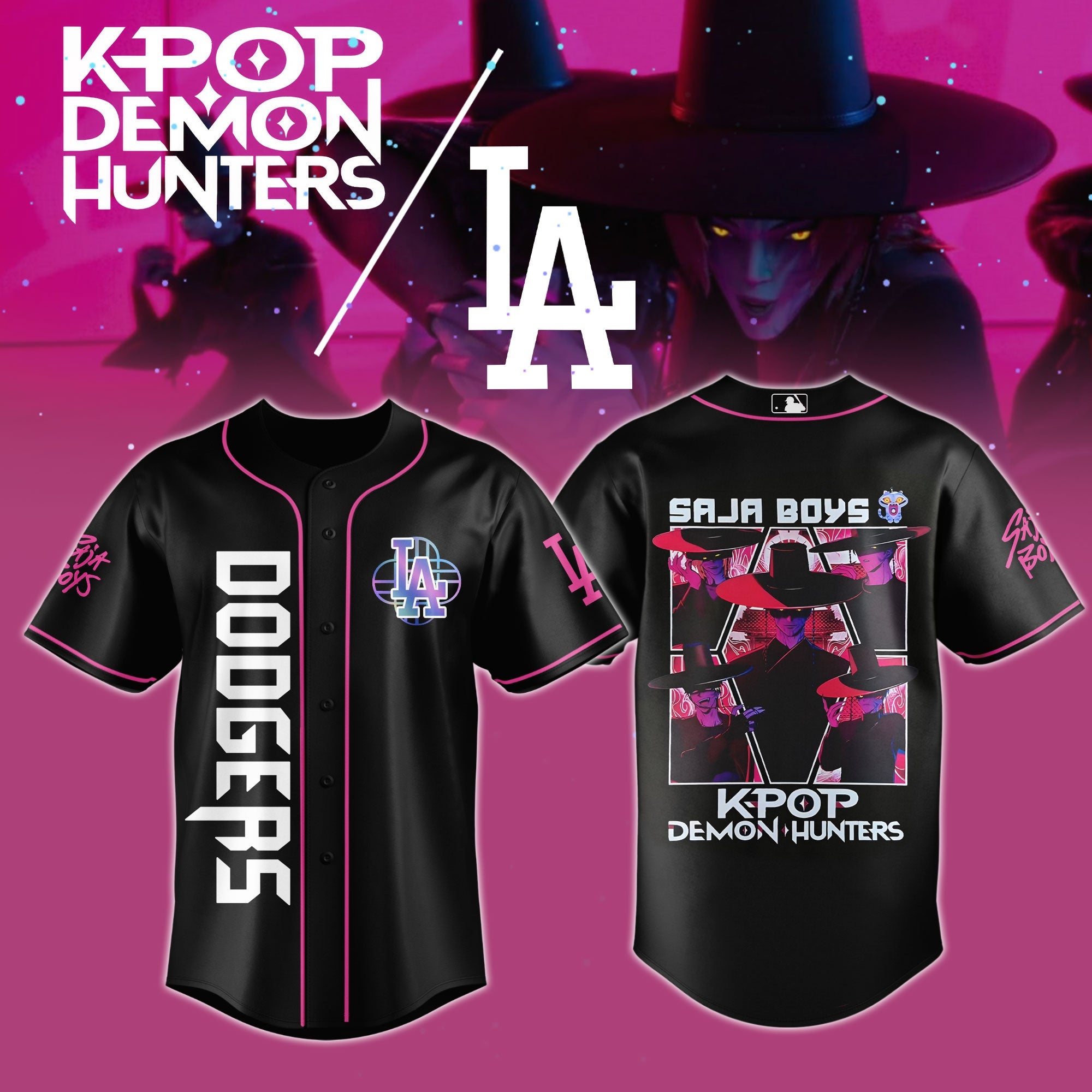 Los Angeles Dodgers MLB x KPop Demon Hunters Saja Boys Editions Limited 2025 Baseball Jersey