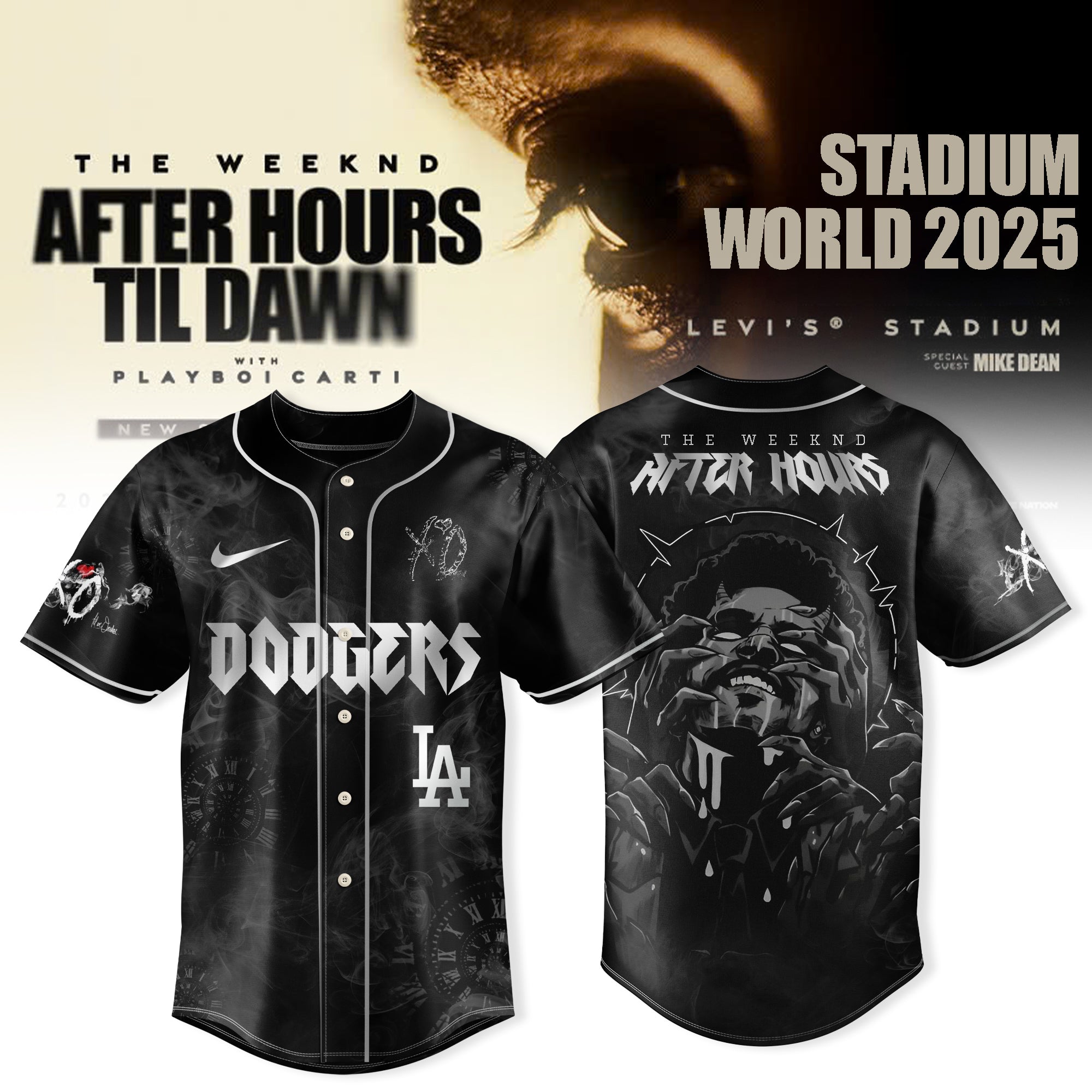 Los Angeles Dodgers x After Hours Til Dawn 2025 â€“ The Weeknd Baseball Jersey
