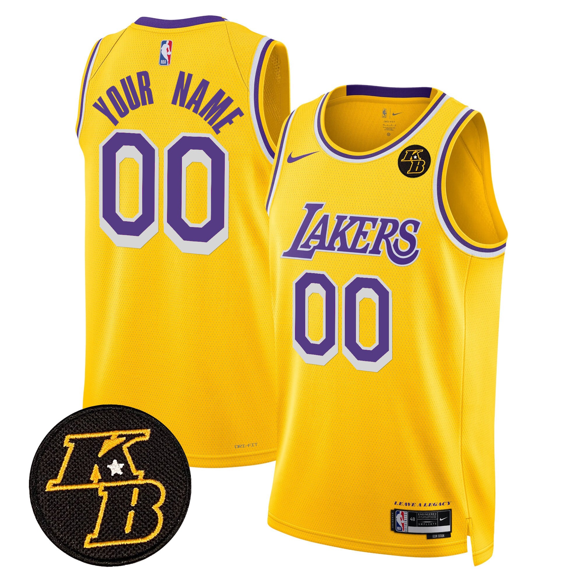 Los Angeles Lakers Kobe Bryant Patch Swingman Custom Jersey - All Stitched - Image 3