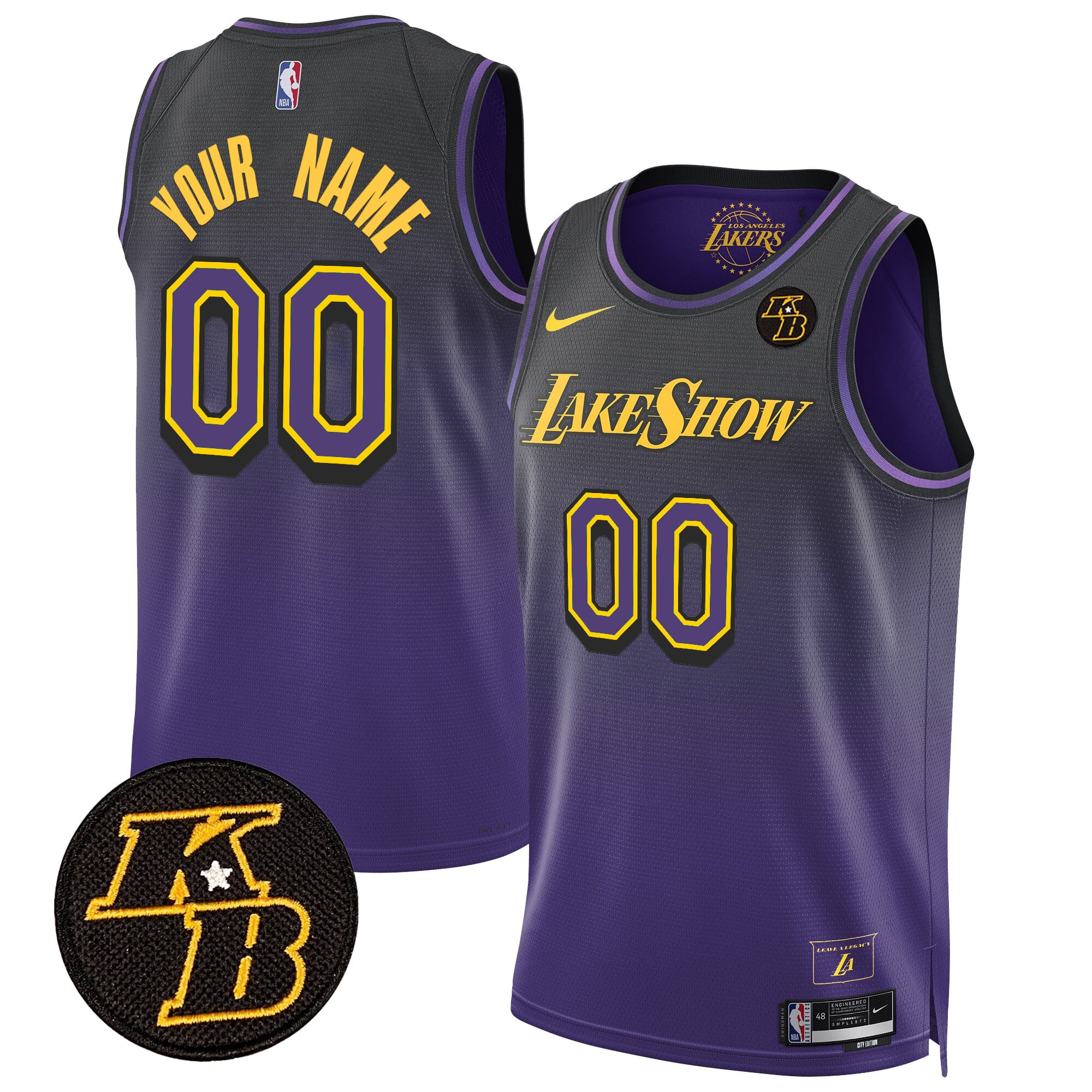 Los Angeles Lakers Kobe Bryant Patch Swingman Custom Jersey - All Stitched - Image 2