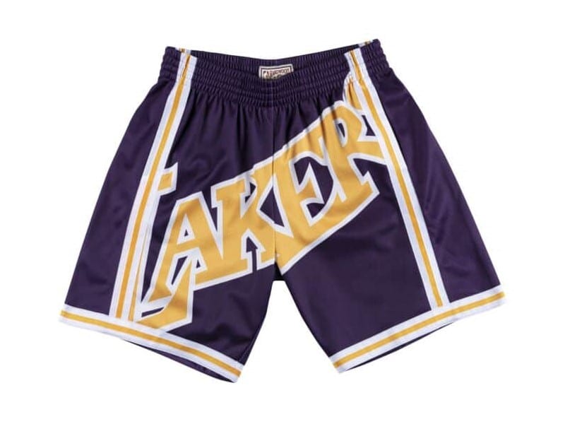 Los Angeles Lakers M&N Big Face Shorts Purple Hardwood Classics