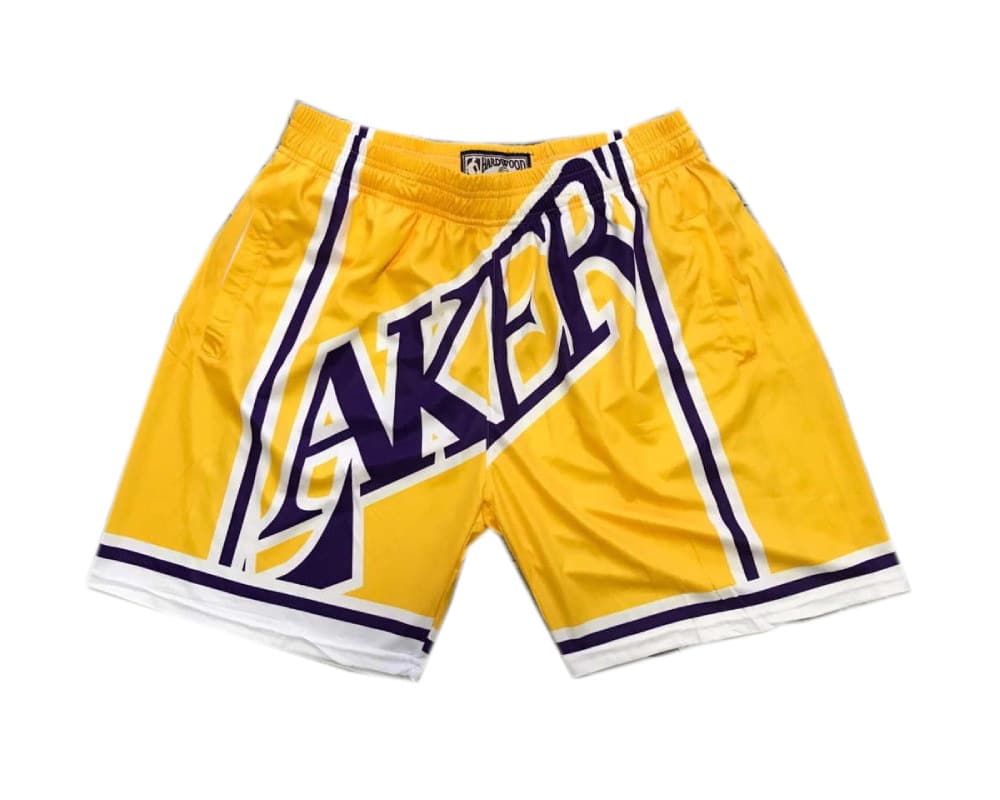 Los Angeles Lakers M&N Big Face Shorts Yellow Hardwood Classics