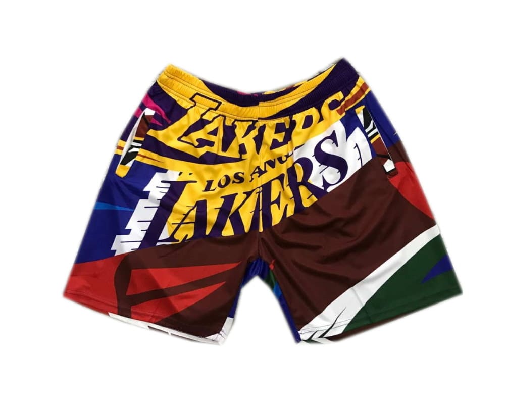Los Angeles Lakers M&N Rainbow Big Face Shorts