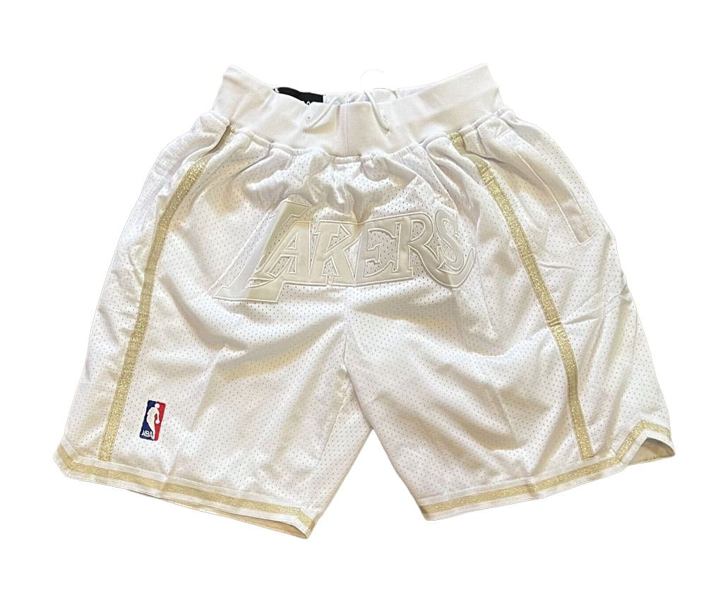 Los Angeles Lakers White MVP Throwback Shorts - Basketball Shorts Store