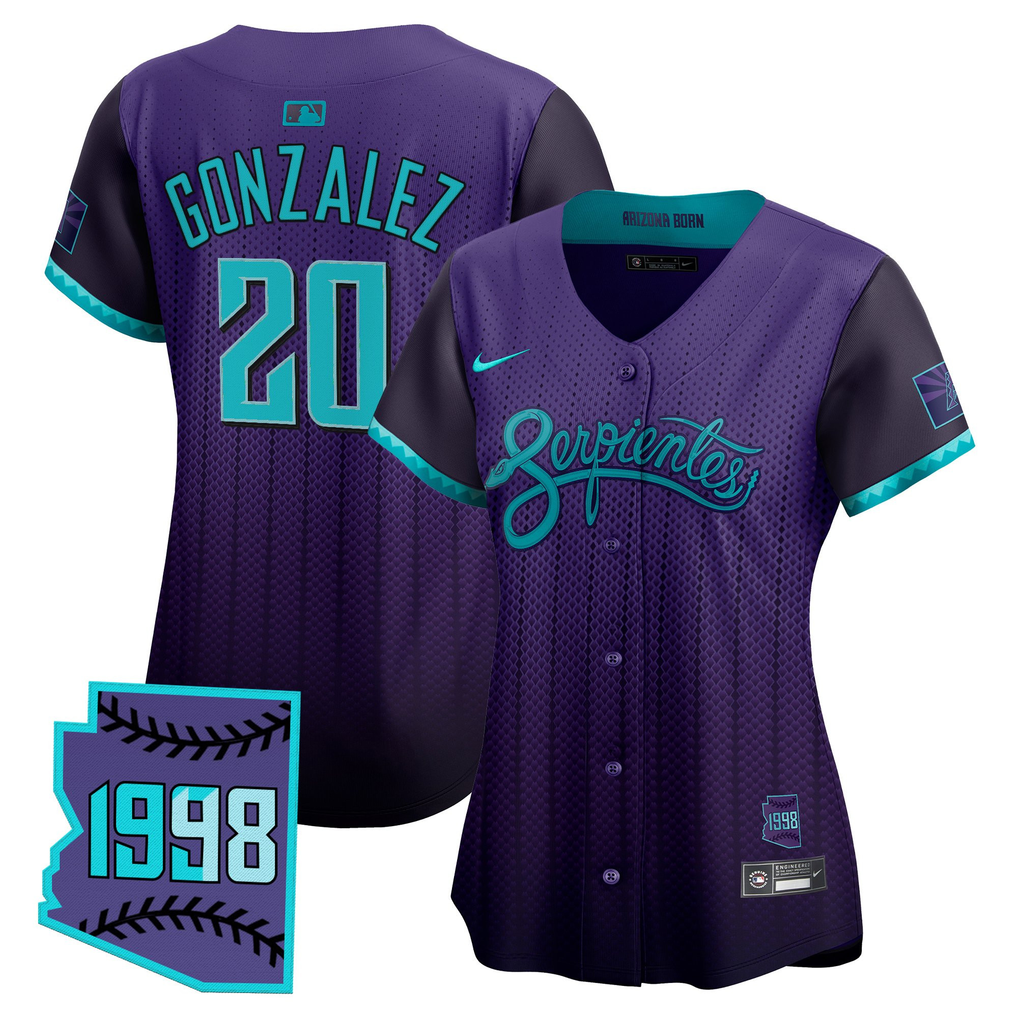 Luis Gonzalez Women's Arizona Diamondbacks 2025 City Connect Vapor Premier Limited Purple Jersey V2 - Stitched