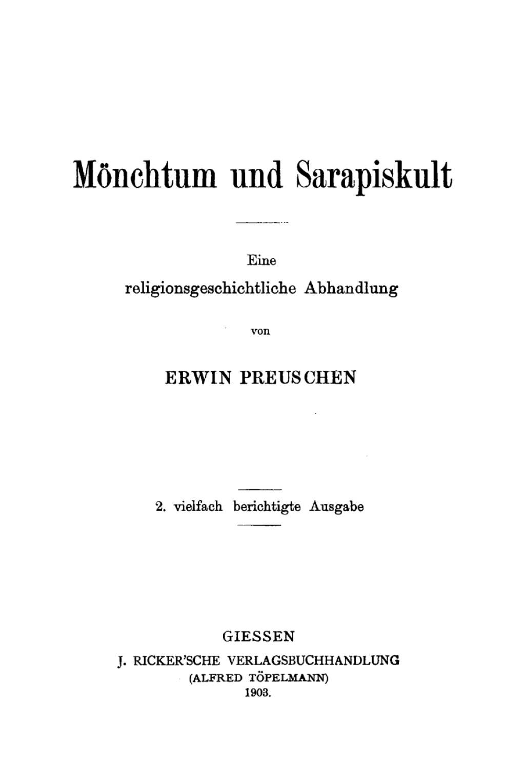 MÃ¶nchtum und Sarapiskult eine religionsgeschichtliche Abhandlung 2nd Edition â€“ PDF/EPUB Version Downloadable