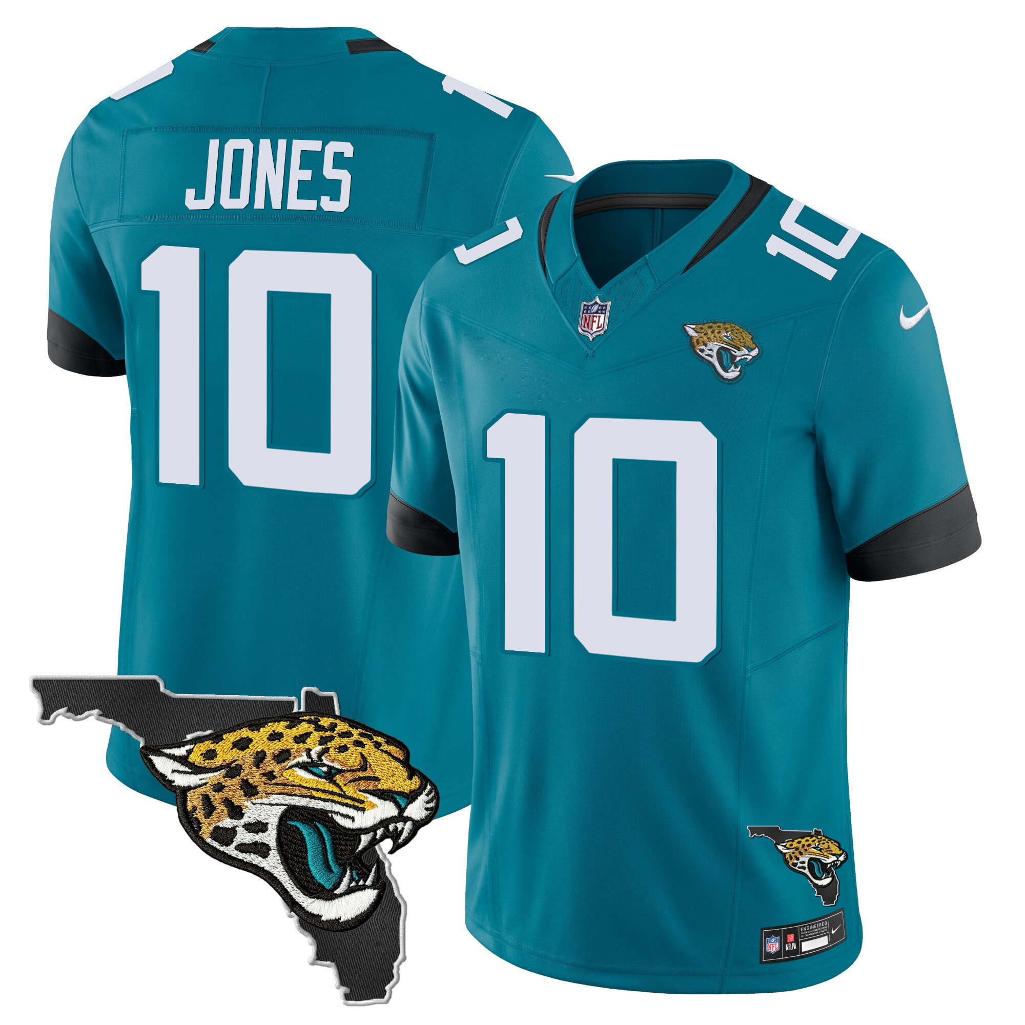 Mac Jones Men's Jacksonville Jaguars Florida Patch Vapor Teal Jersey - All Stitched