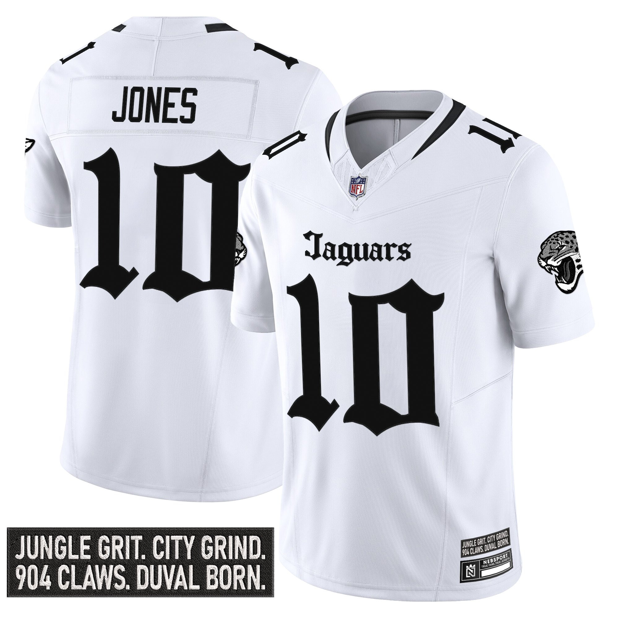 Mac Jones Men's Jacksonville Jaguars 'Gothic Duvall Shadows Edition' Vapor White Jersey - All Stitched