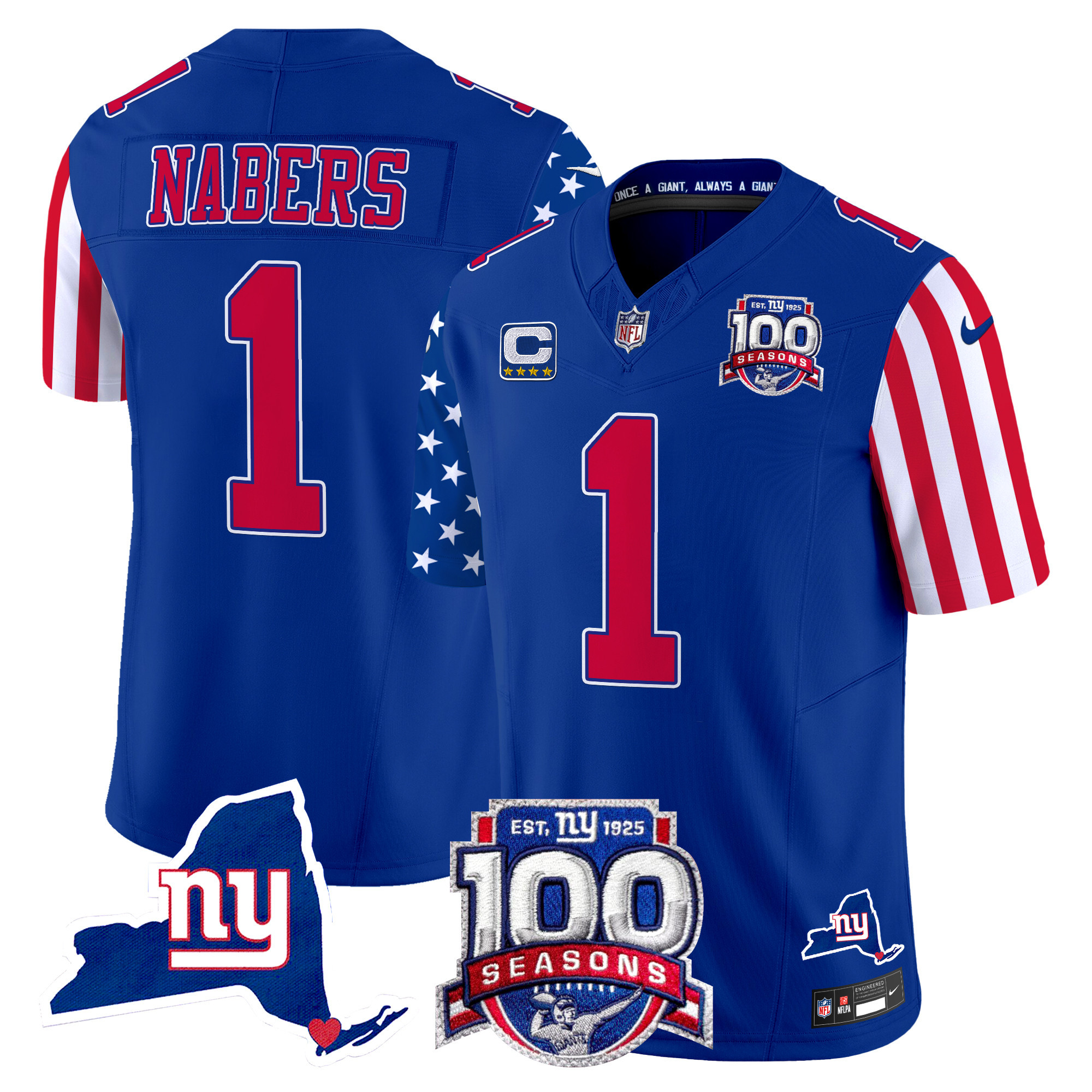 Malik Nabers Men's New York Giants American Style Vapor Limited Royal Jersey - All Stitched