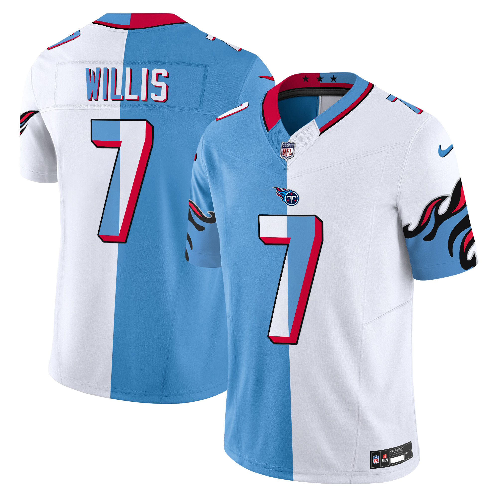 Malik Willis Men's Tennessee Titans Special Vapor Limited Split Jersey - All Stitched