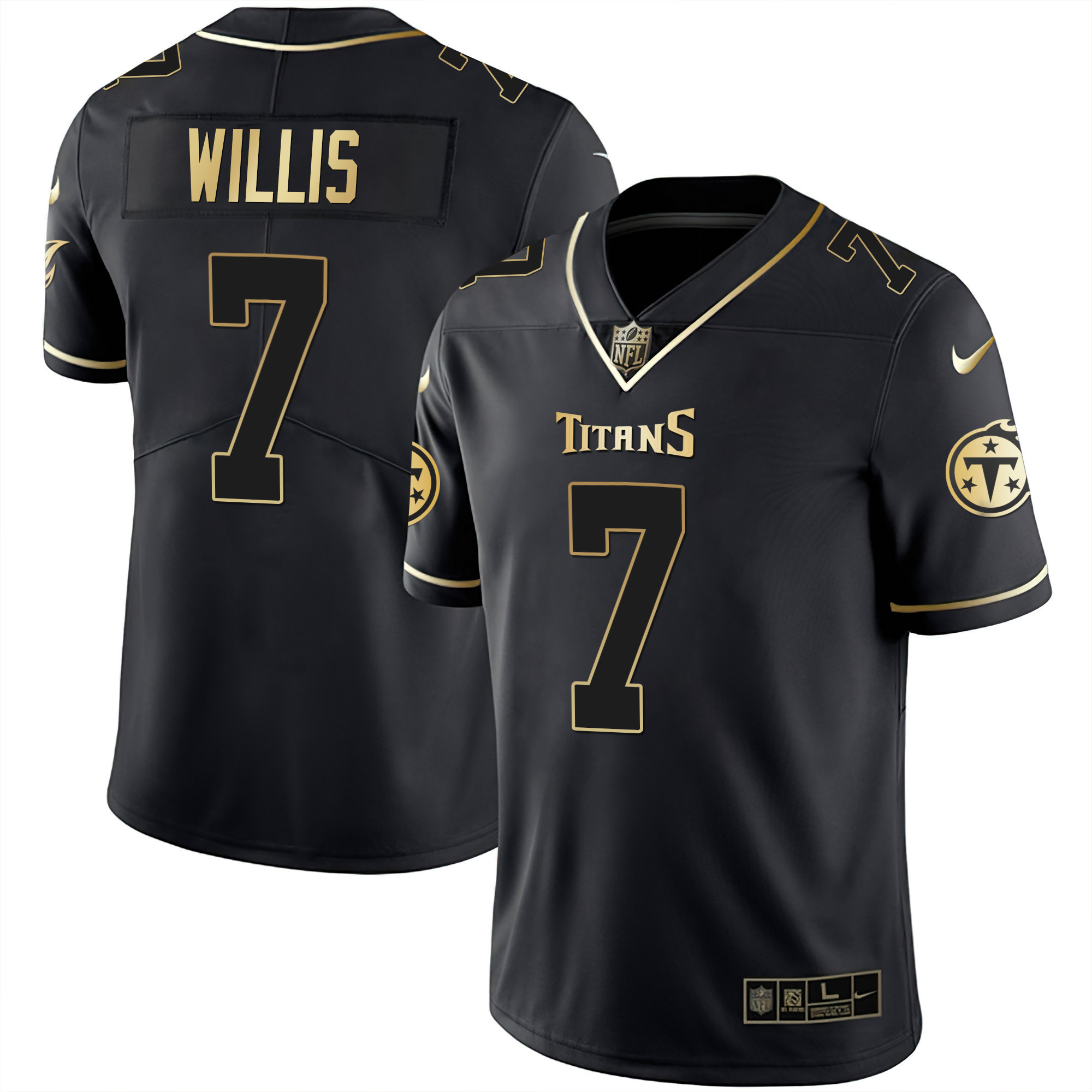 Malik Willis Men's Tennessee Titans White Gold & Black Gold Black Gold Jersey - All Stitched