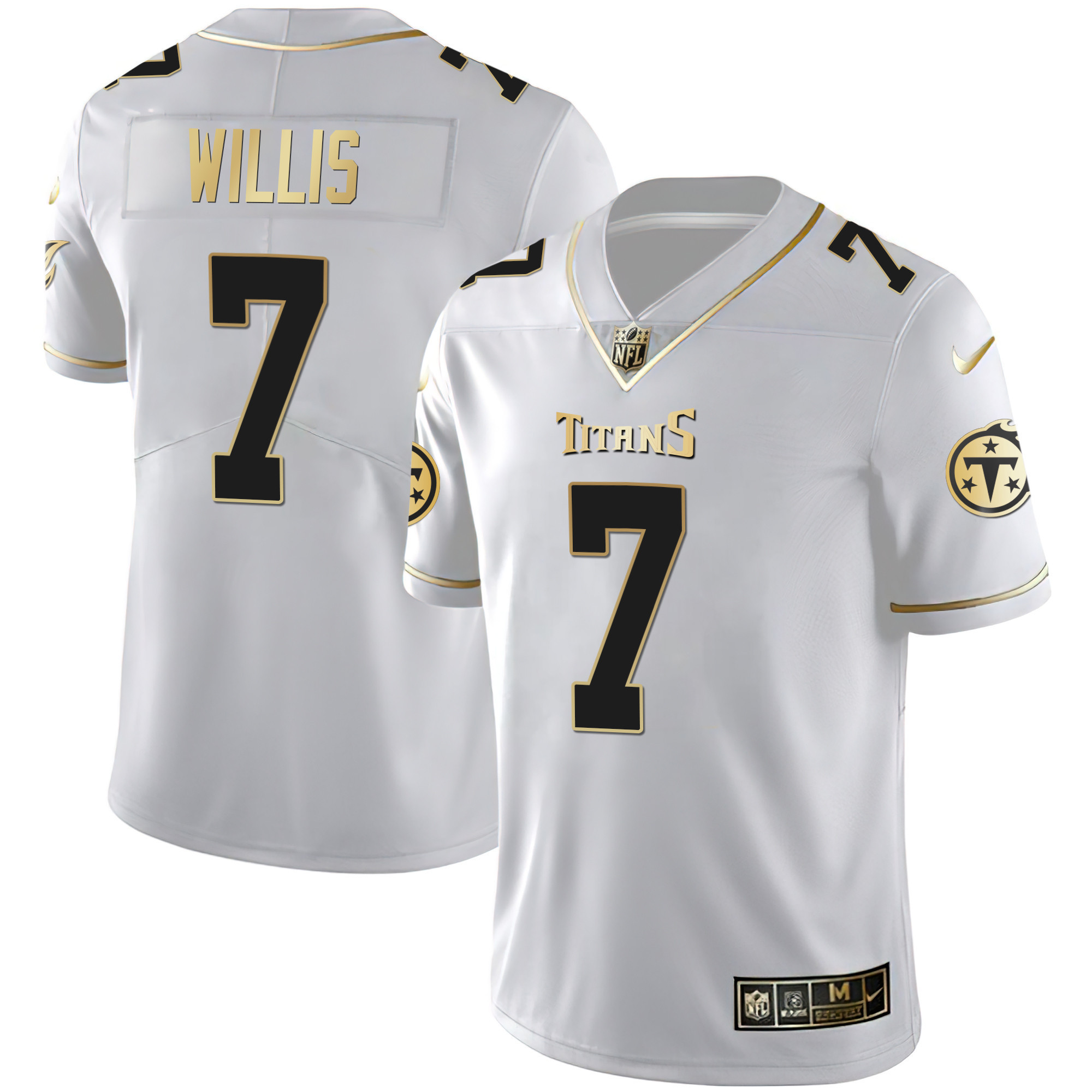 Malik Willis Men's Tennessee Titans White Gold & Black Gold White Gold Jersey - All Stitched