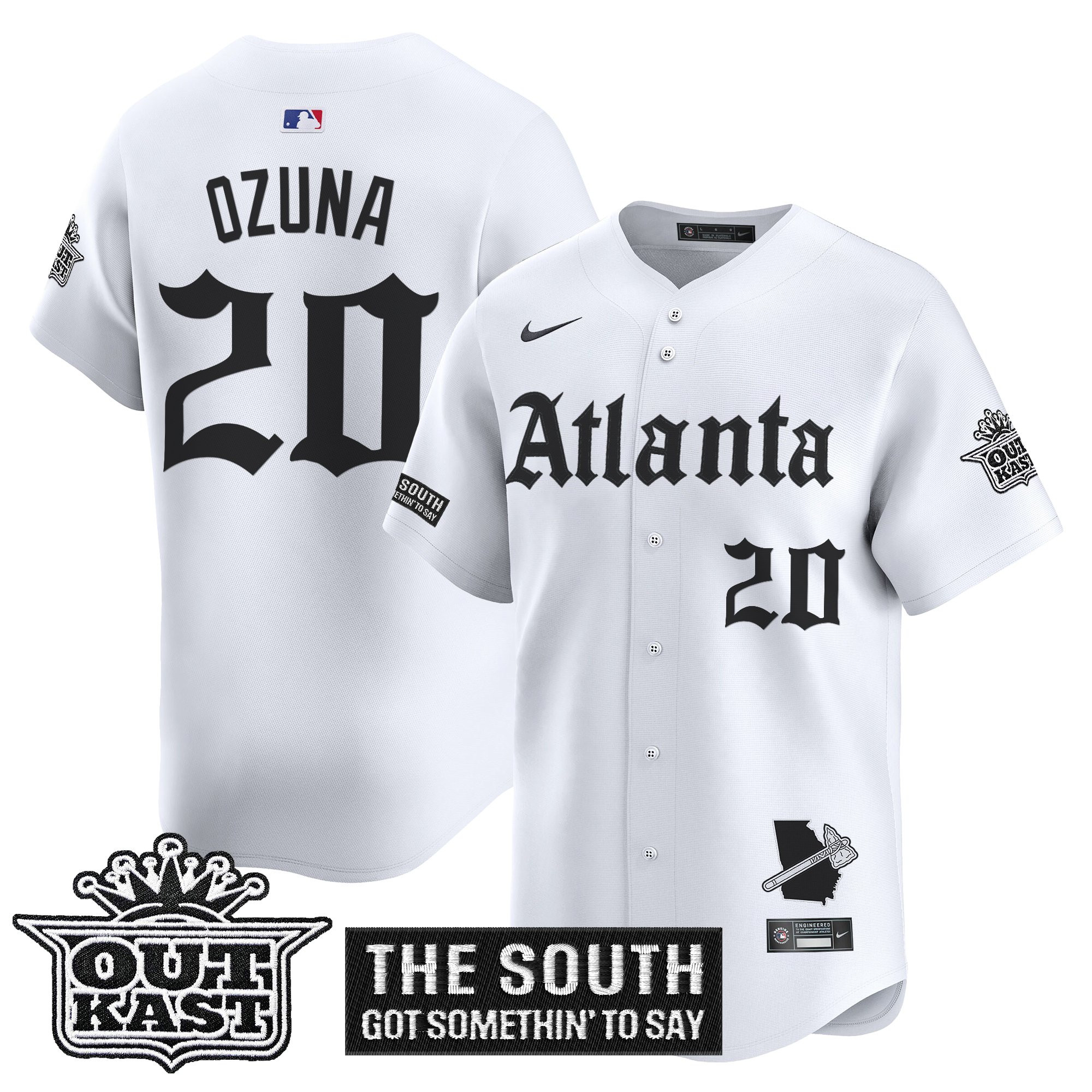 Marcell Ozuna Men's Atlanta Braves 'Gothic South x Outkast Edition' Vapor Premier Limited White Jersey - All Stitched