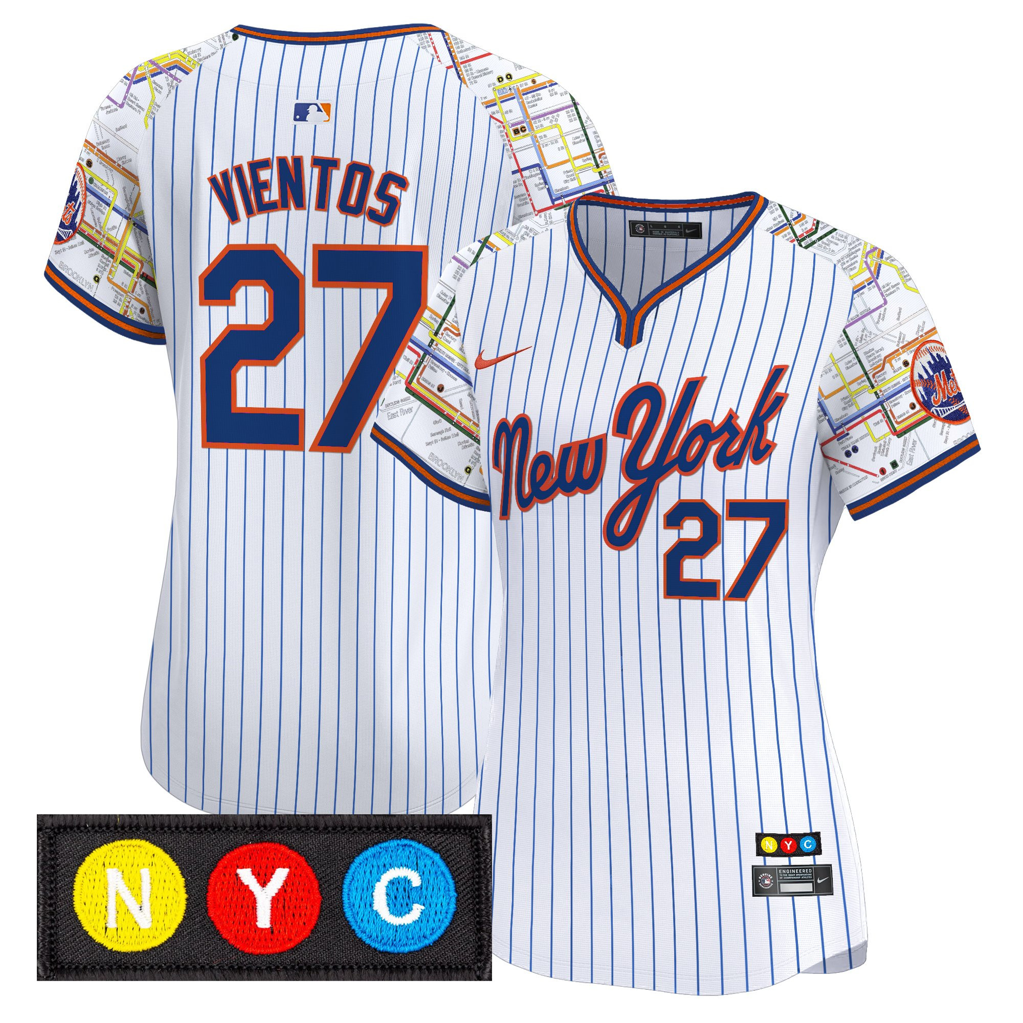 Mark Vientos Women's New York Mets Subway Style Vapor Premier Limited Pinstripe Jersey - Stitched