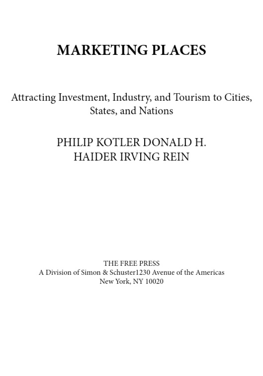 Marketing Places - (PDF/EPUB Version)