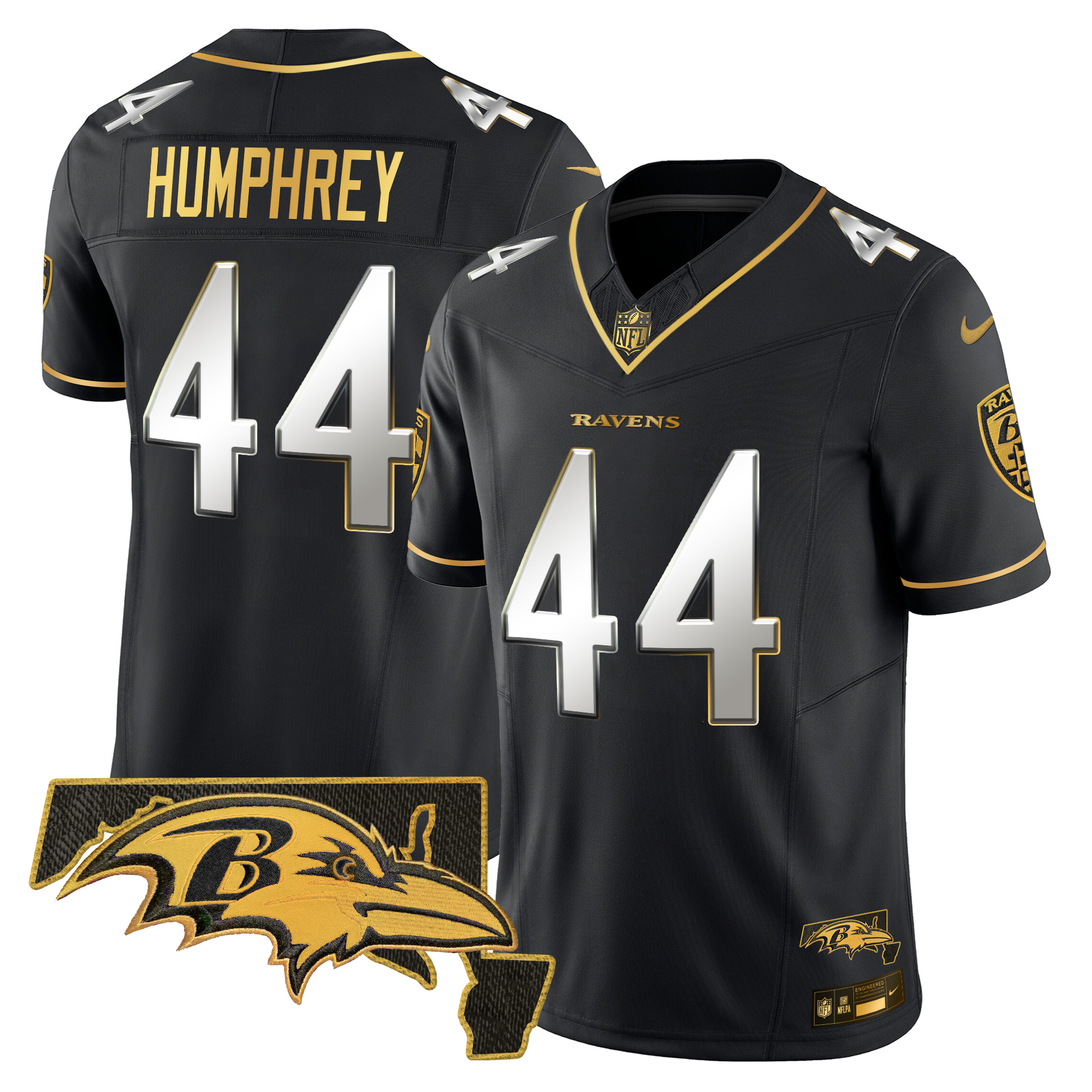 Marlon Humphrey Men's Baltimore Ravens 2024 Gold Vapor Limited Black Limited Jersey - All Stitched