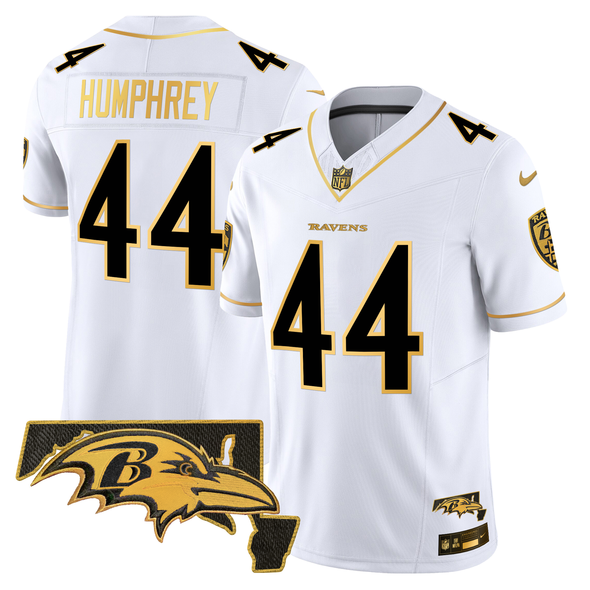 Marlon Humphrey Men's Baltimore Ravens 2024 Gold Vapor Limited White Gold Jersey - All Stitched