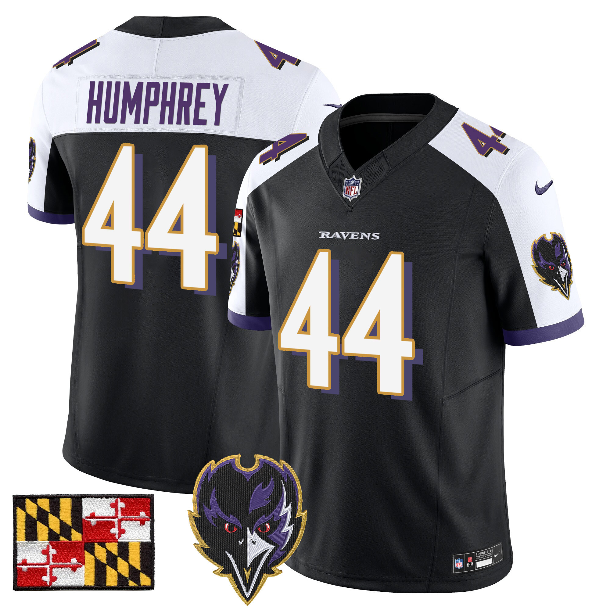 Marlon Humphrey Men's Baltimore Ravens 2024 Maryland Flag Vapor Limited Black Alternate Jersey - All Stitched