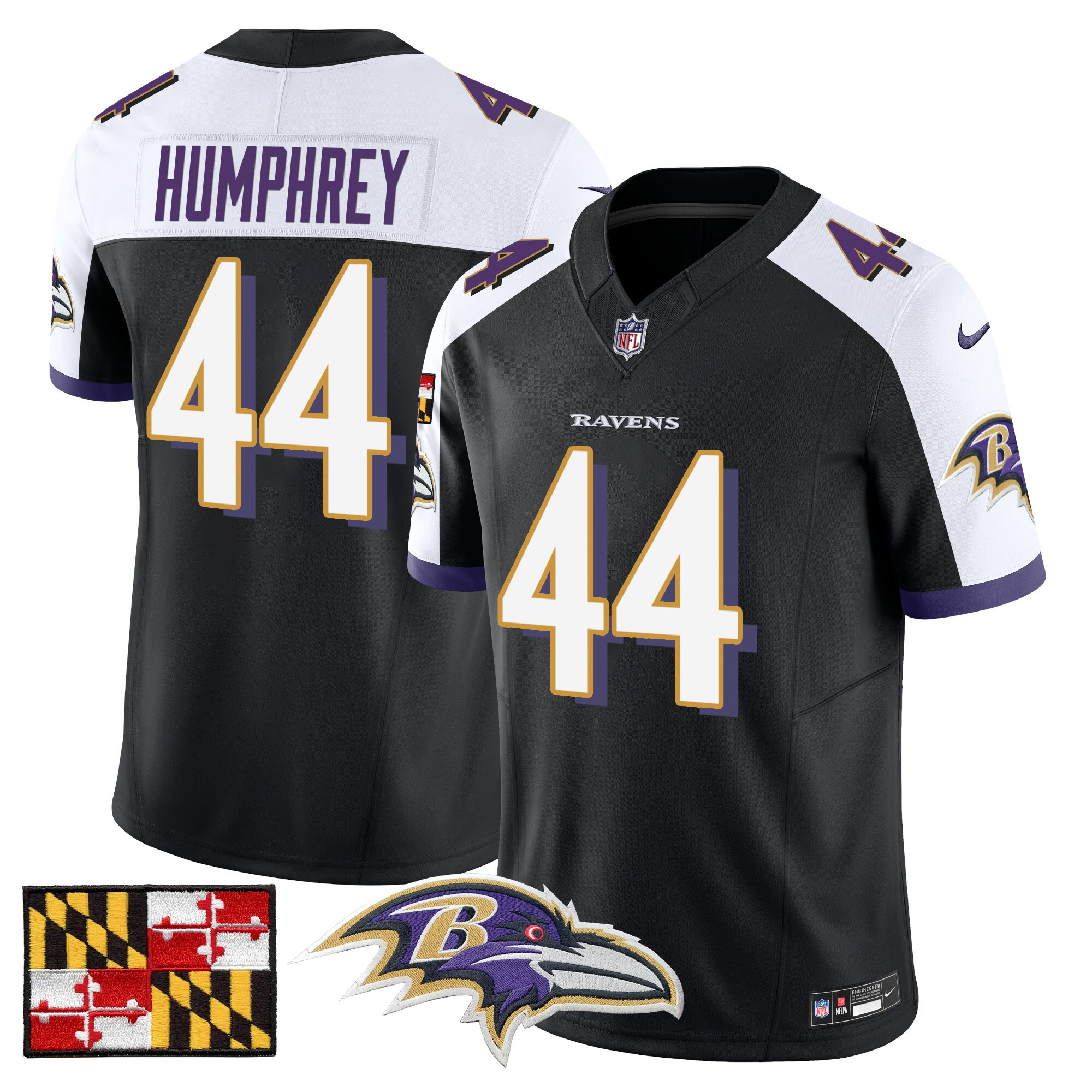 Marlon Humphrey Men's Baltimore Ravens 2024 Maryland Flag Vapor Limited Black Alternate Jersey - All Stitched