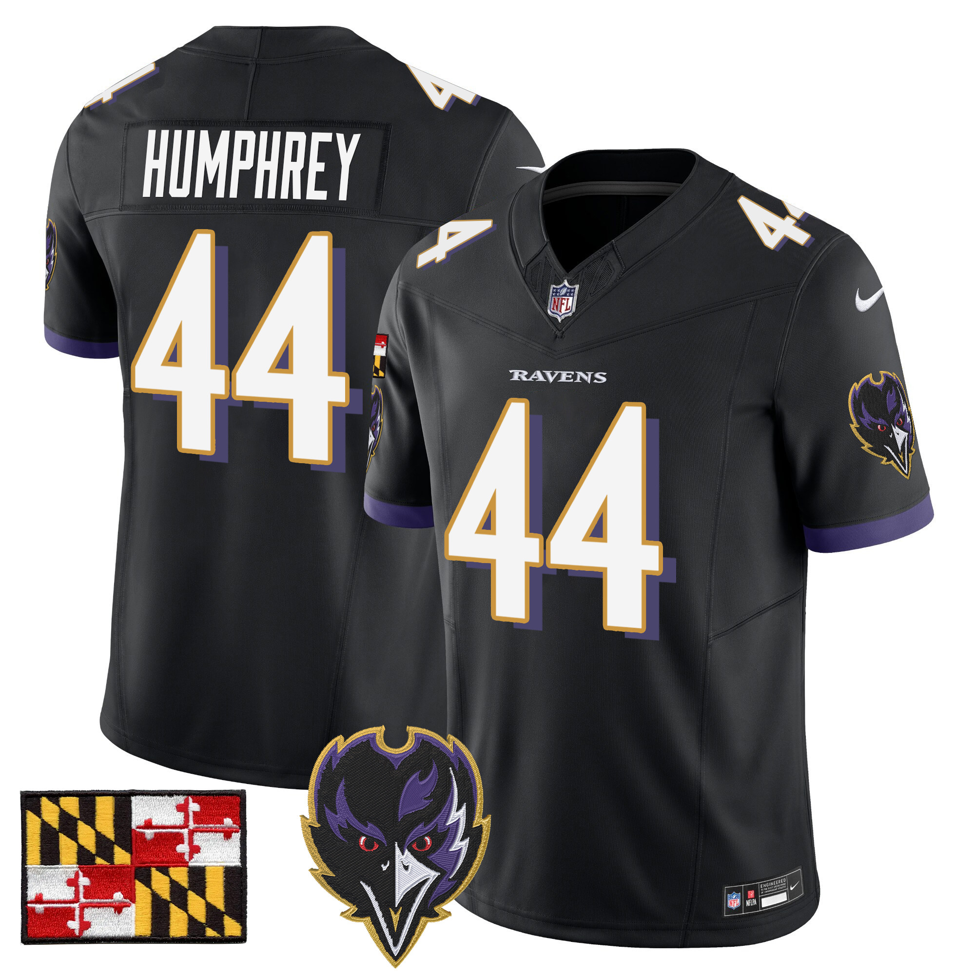 Marlon Humphrey Men's Baltimore Ravens 2024 Maryland Flag Vapor Limited Black Jersey - All Stitched